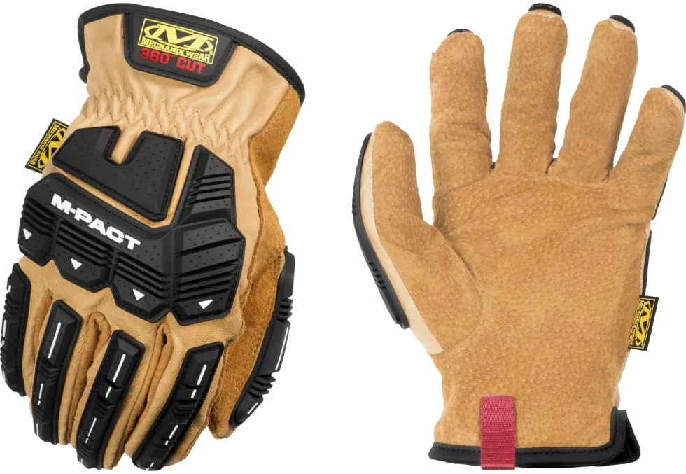 Mechanix Wear: Durahide M-Pact Driver F9-360 skórzane rękawice robocze: dookoła A9 odporność na przecięcie, odporność na ścieranie, ochrona przed uderzeniami (XL, brązowe)