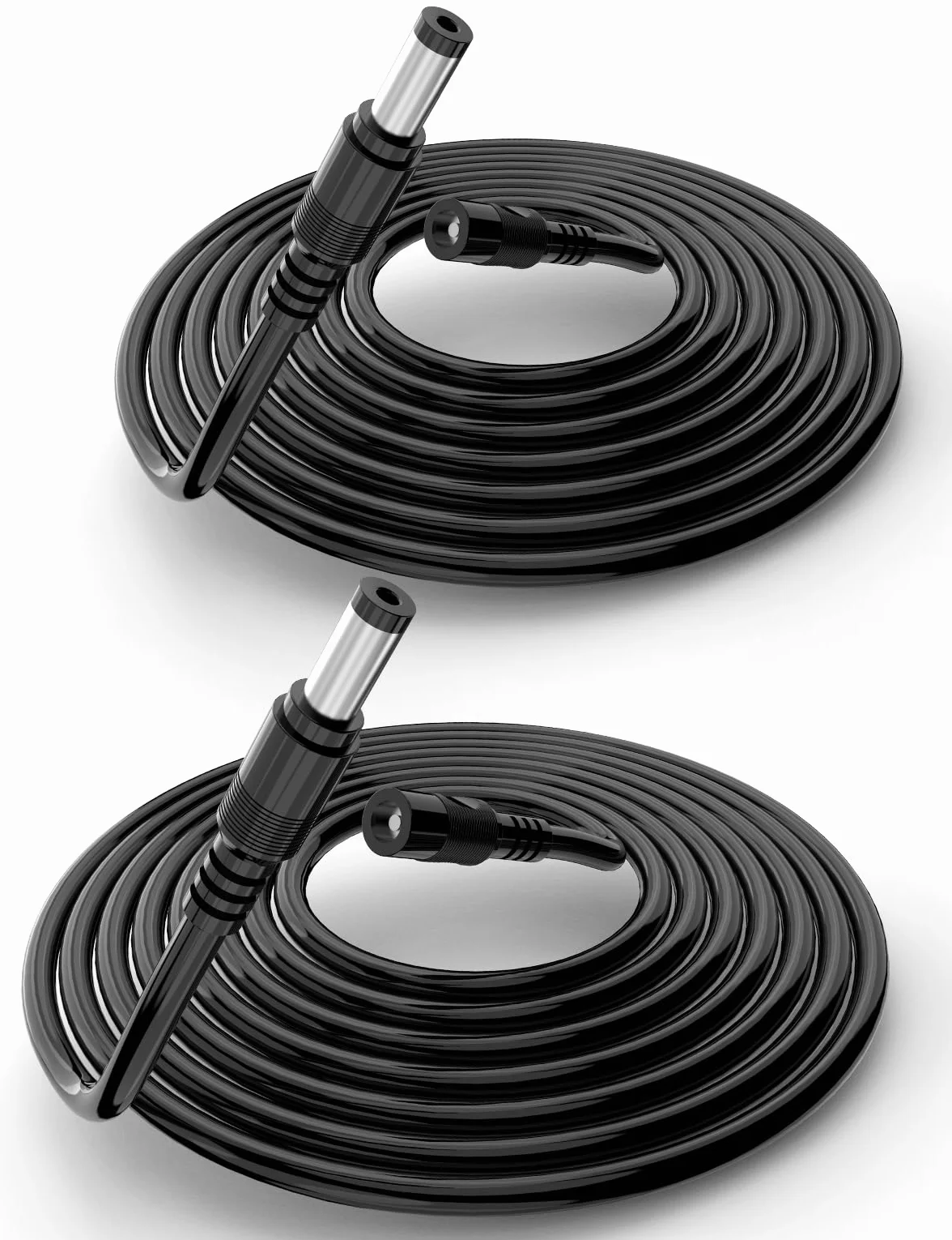 Tonton Przedłużacz zasilania, 10 m, 2,1 mm x 5,5 mm, kompatybilny z kablem adaptera 12 V DC, do systemu kamer bezpieczeństwa CCTV, NVR DVR i samodzielnej kamery IP (czarny 2 szt.)