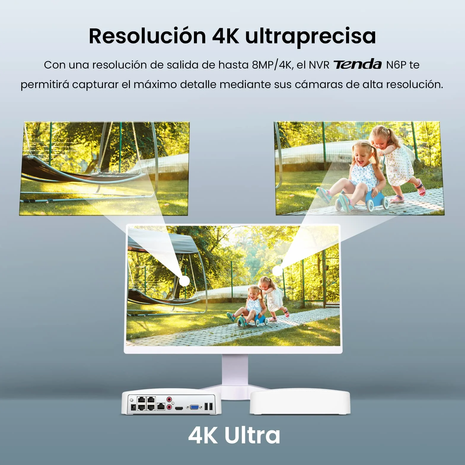 Tenda 4K PoE NVR H.265+ 8 kanałowy rejestrator wideo DVR do zestawów monitoringu, system kamer monitoringu IP, zdalny dostęp, pojemność 10 TB, obsługa do 8MP, N6P-8H