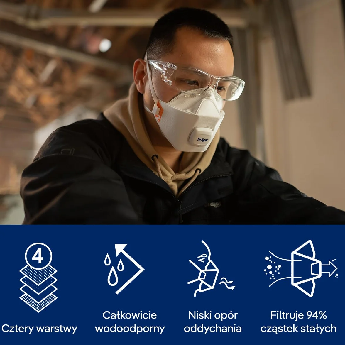 Dräger X-plore 1920 V, maska przeciwpyłowa, różne rozmiary, 3 lub 10 sztuk, maska ochronna FFP2 z zaworem