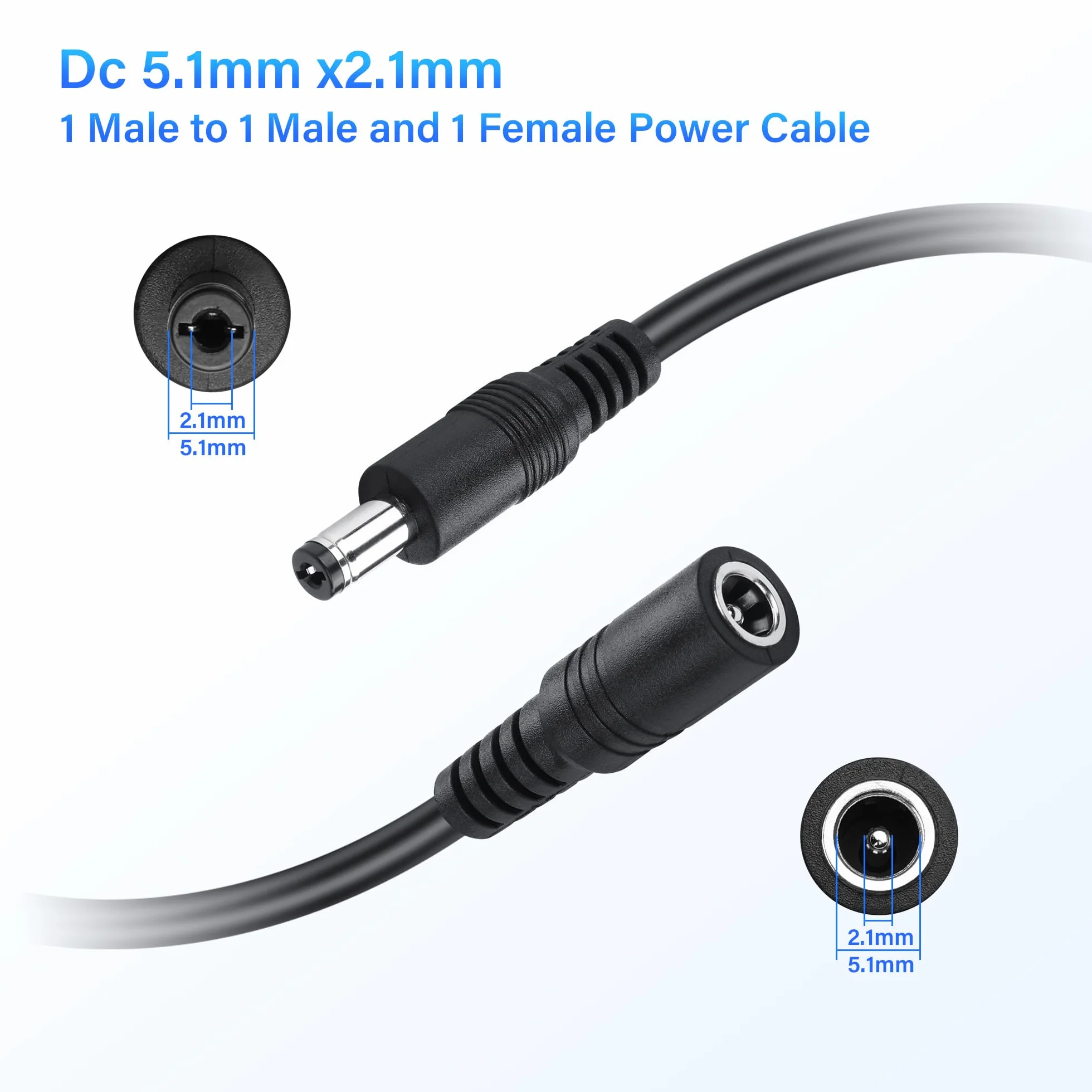 Kabel rozdzielający Y DC 5,5 x 2,1 mm 1 do 2-drożny kabel rozdzielający 1 wtyczka do 1 wtyczki i 1 gniazda, do kamer CCTV DVR, paski świetlne LED 30 cm (2 sztuki)
