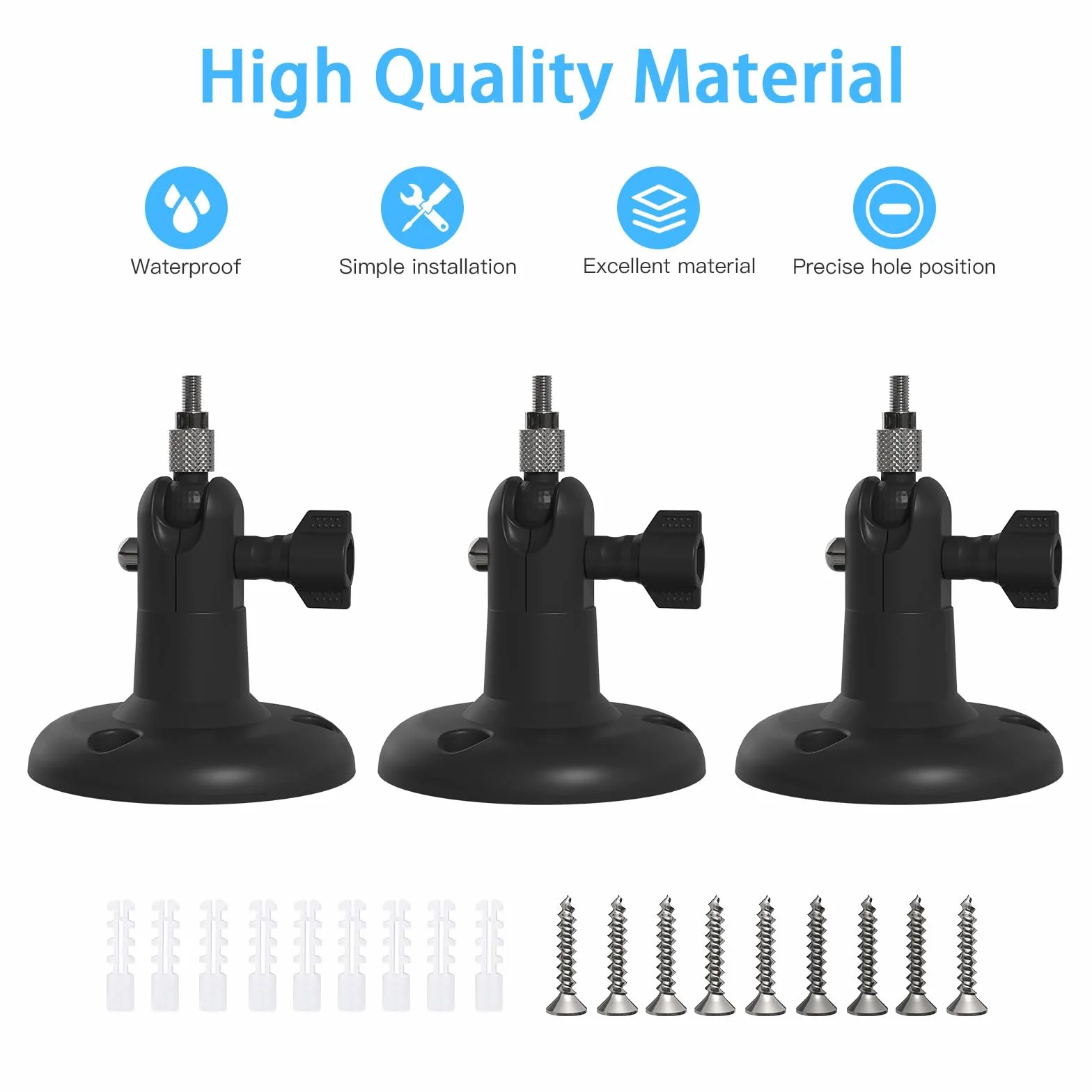 HOLACA Uchwyt ścienny kompatybilny z kamerami Rin G Stick Up Cam(Pro)/Outdoor Camera Plus i Eufy & Arl o, pasuje do wszystkich kamer ze standardowym gwintem 1/4", czarny, 3 sztuki