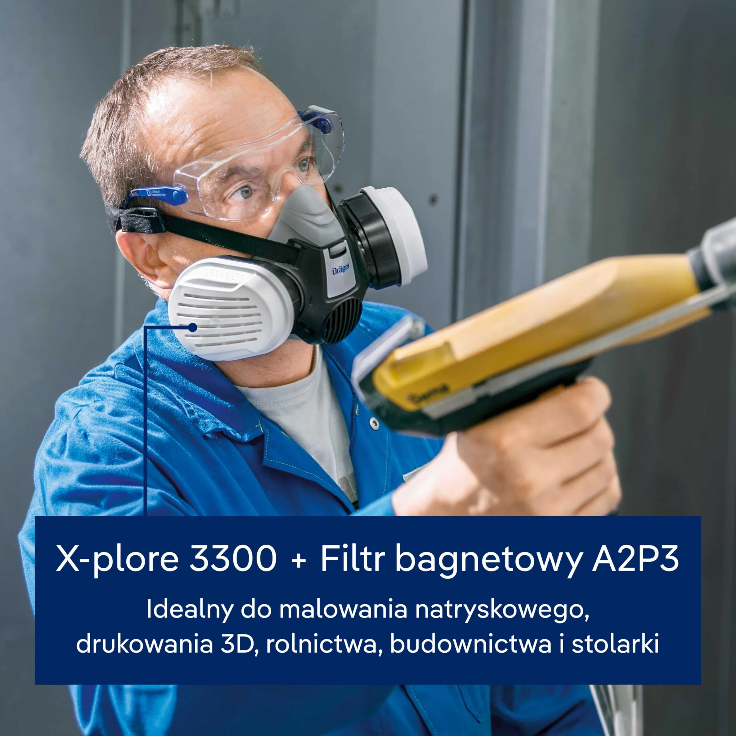 Półmaska ochronna Dräger X-plore 3300 do prac budowlanych | Półmaska przeciwpyłowa z filtrami bagnetowymi | Rozmiar L