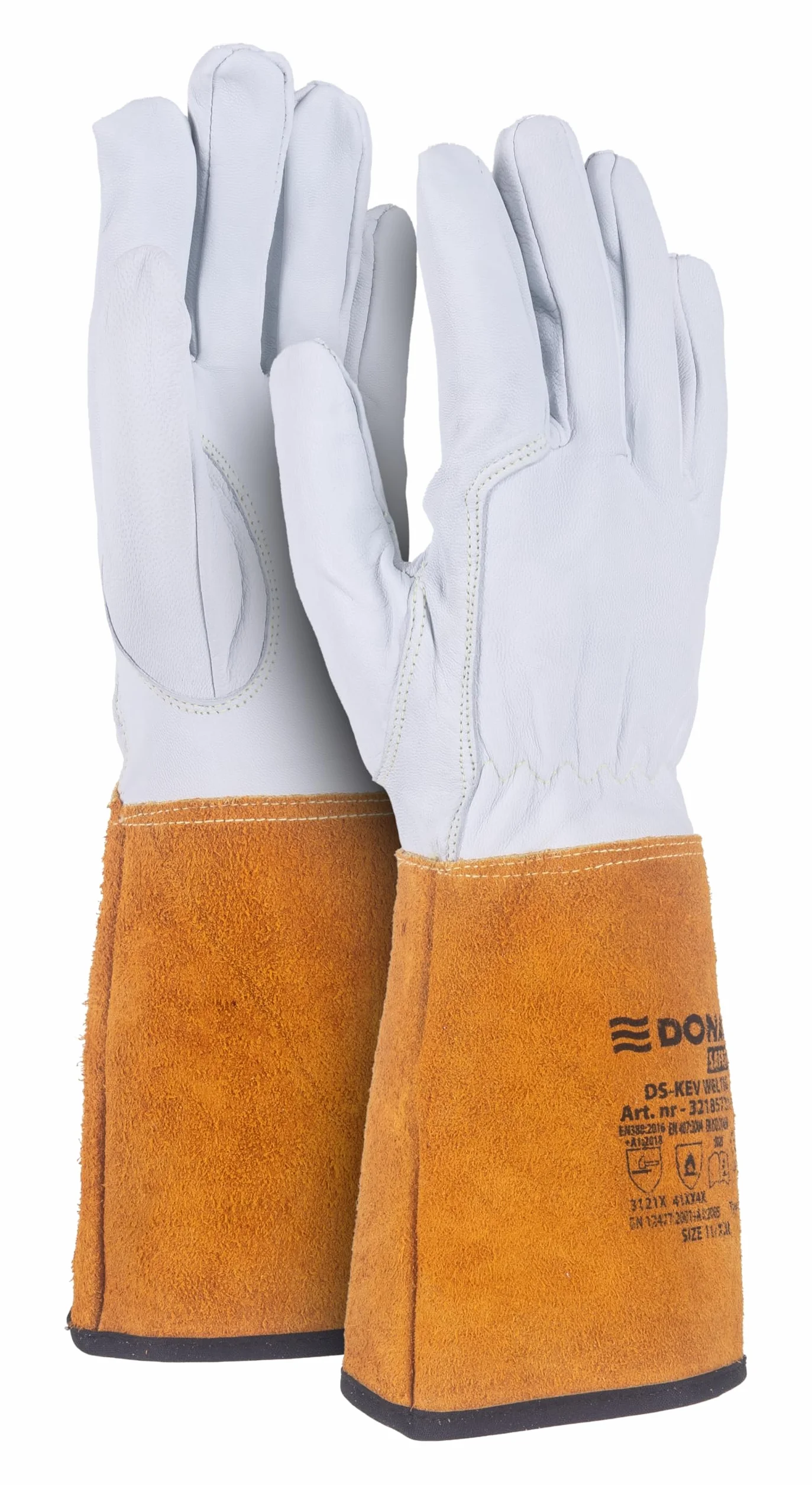 DONAU SAFETY Rękawica spawalnicza ze skóry koziej do spawania TIG/Kevlar/rozmiar 10/XL, 1 para/Softouch, bardzo miękkie i przyjemne rękawice robocze, skórzane/rękawice ochronne