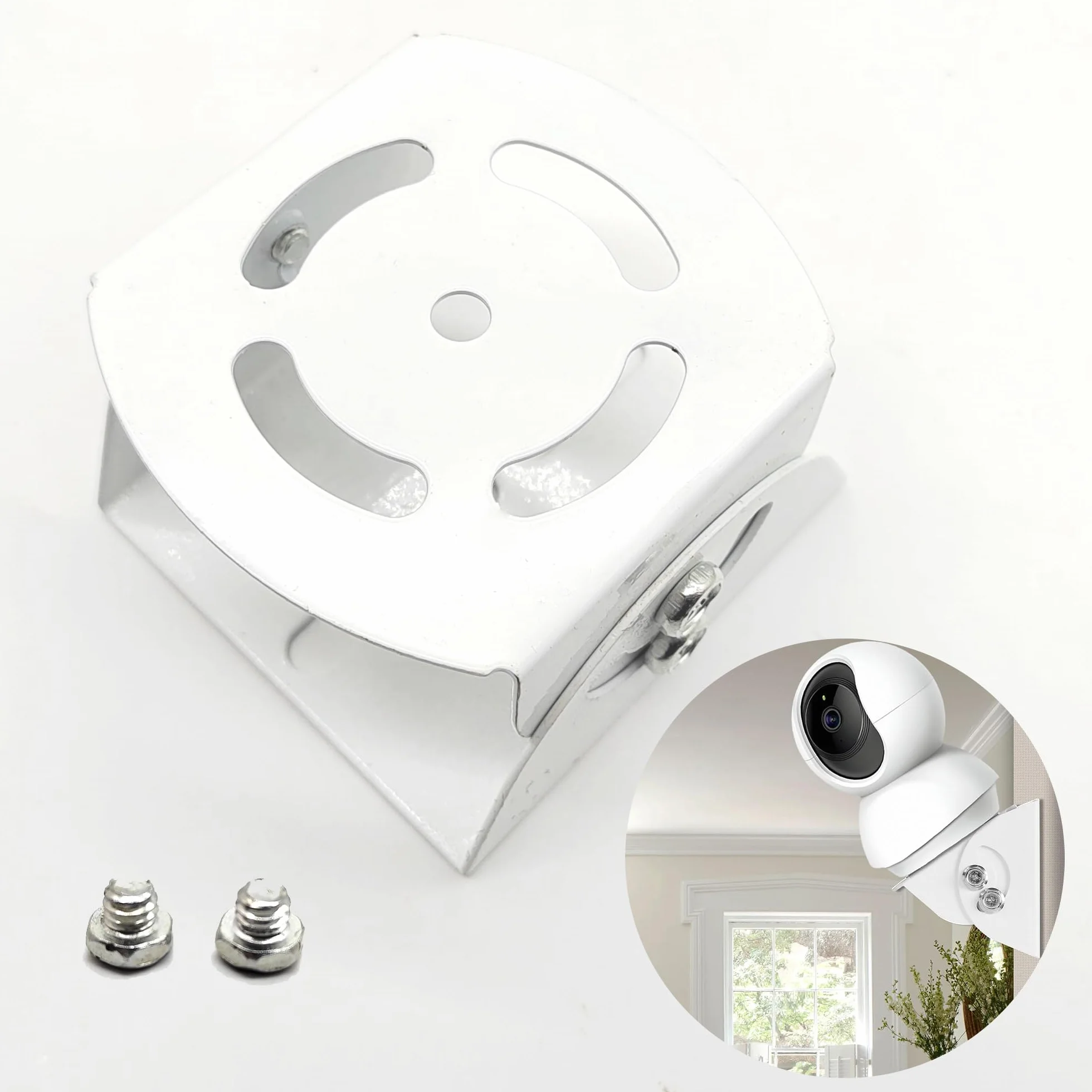 CHENNAN Regulowany metalowy uchwyt ścienny do kamery monitoringu i kamer CCTV, kompatybilny z kamerami Wyze Ring Ezviz Tapo (biały)