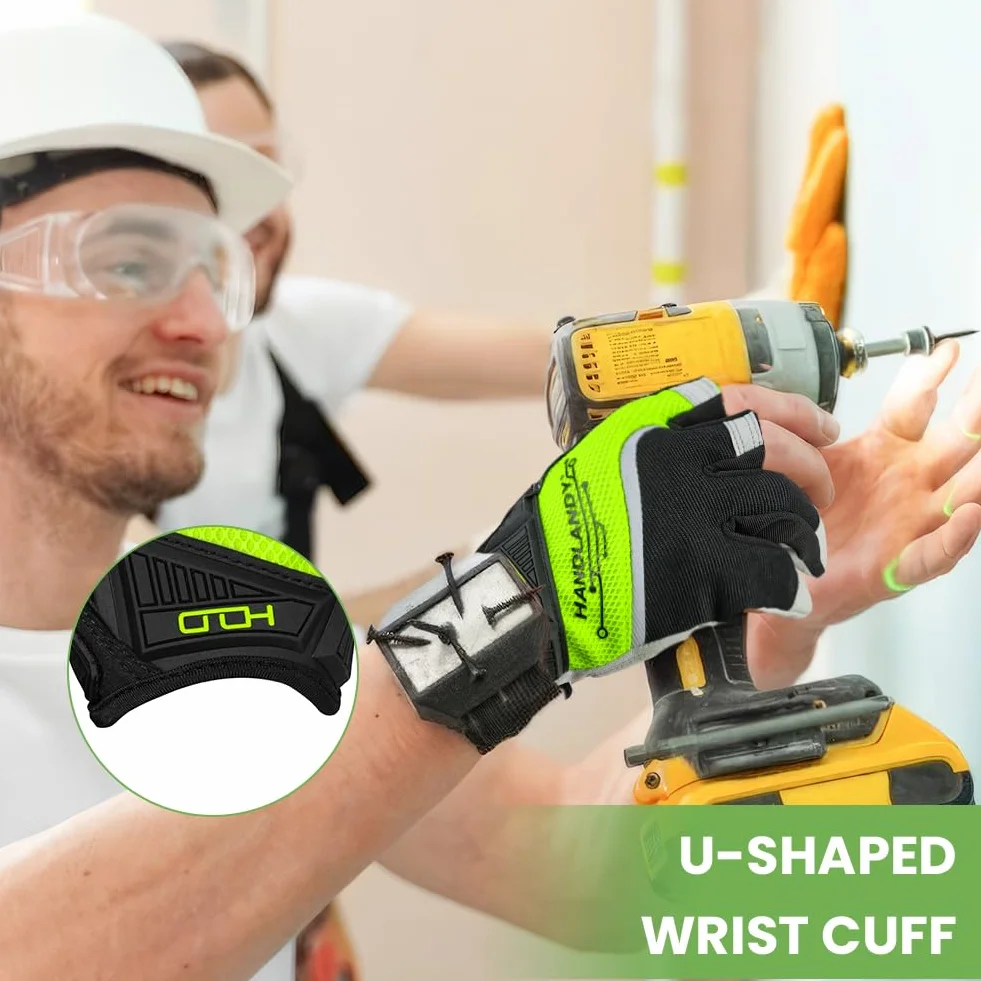 AOOWU Męskie rękawice robocze z uchwytem, wysoka odporność na przecięcie, rękawice do prac montażowych, dla mechaników, ogrodnictwa i prac budowlanych
