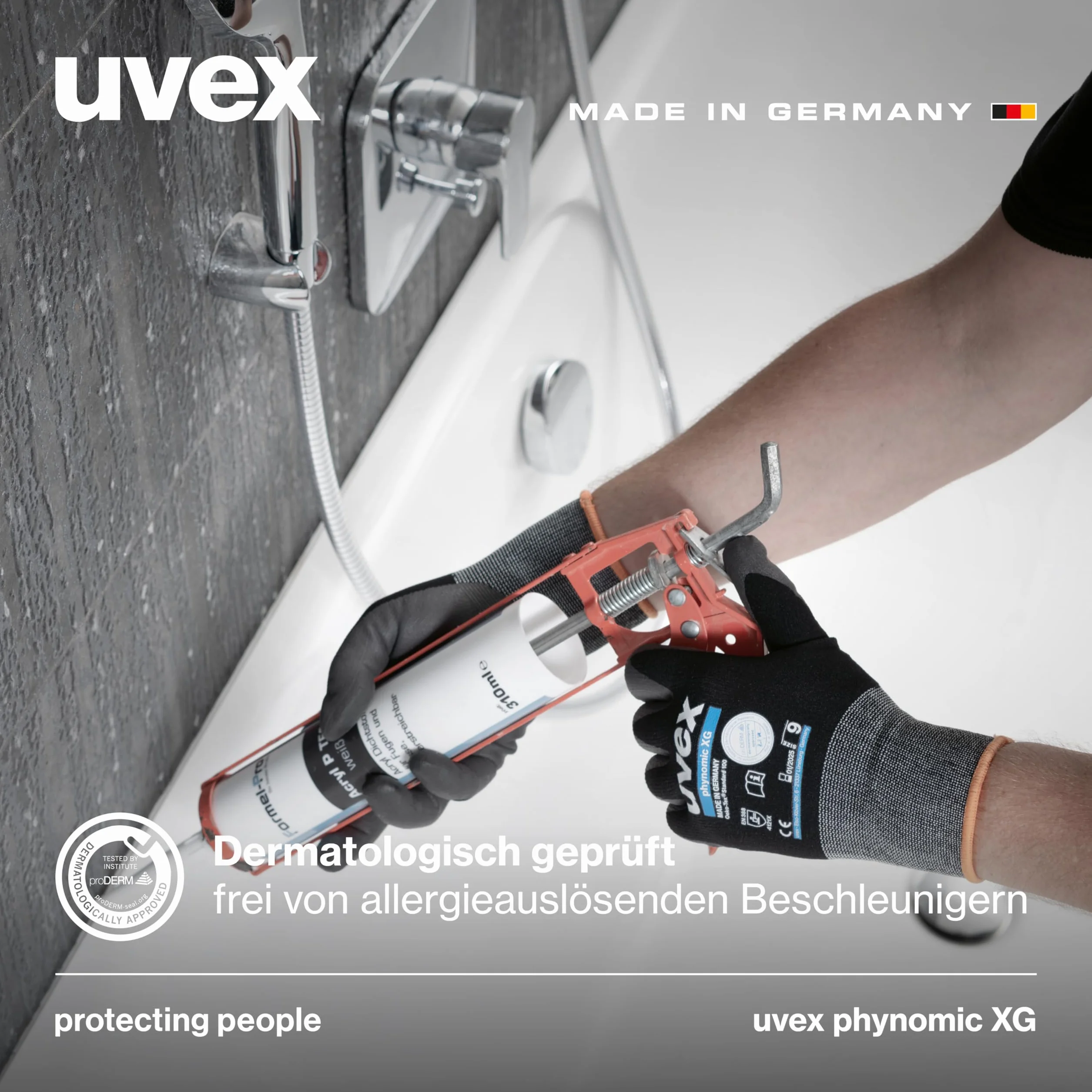 Uvex 3 pary rękawic roboczych phynomic XG - Rękawice ochronne do pracy - EN 388 - Szare/czarne - 11/2XL