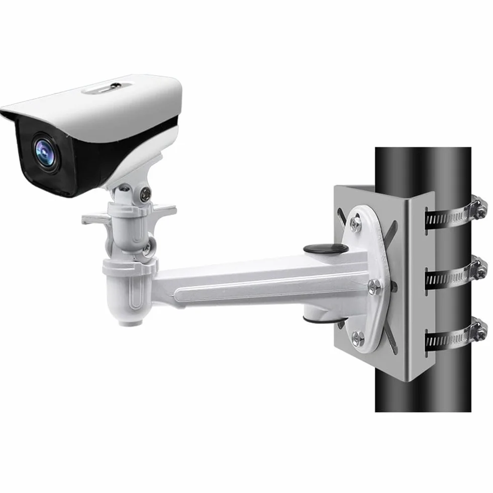 Uchwyt narożny do kamery, pionowy wspornik słupka, solidny metalowy wspornik narożny, upewnij się, że instalacja kamery bezpieczeństwa jest stabilna, ze śrubami + 3 regulowane pierścienie