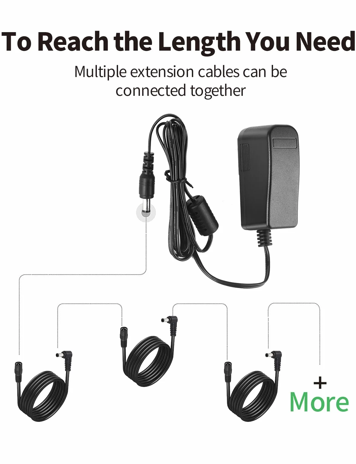 Tonton Kabel Przedłużający 0,5 m Do Kamery CCTV, Sieciowej IP, DVR, Taśmy LED - DC 5-24 V, 90 Stopni, Kształt L