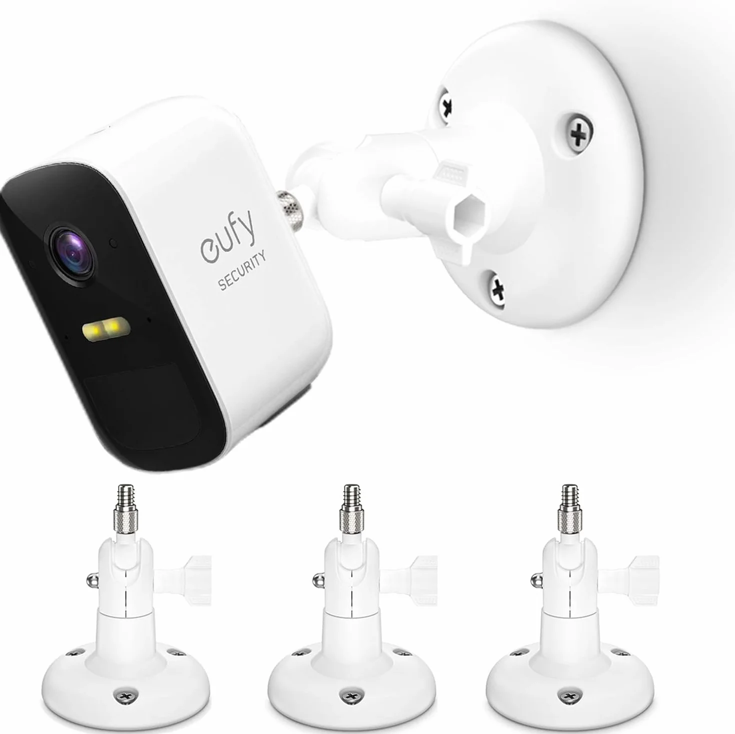 HOLACA Uchwyt ścienny kompatybilny z Eufycam 1/2/2C/2C Pro/3/3C/E, Arl o Pro 2/3/4/Ultra 1&2/Essential i innymi aparatami z gwintem 1/4", biały, 3 sztuki