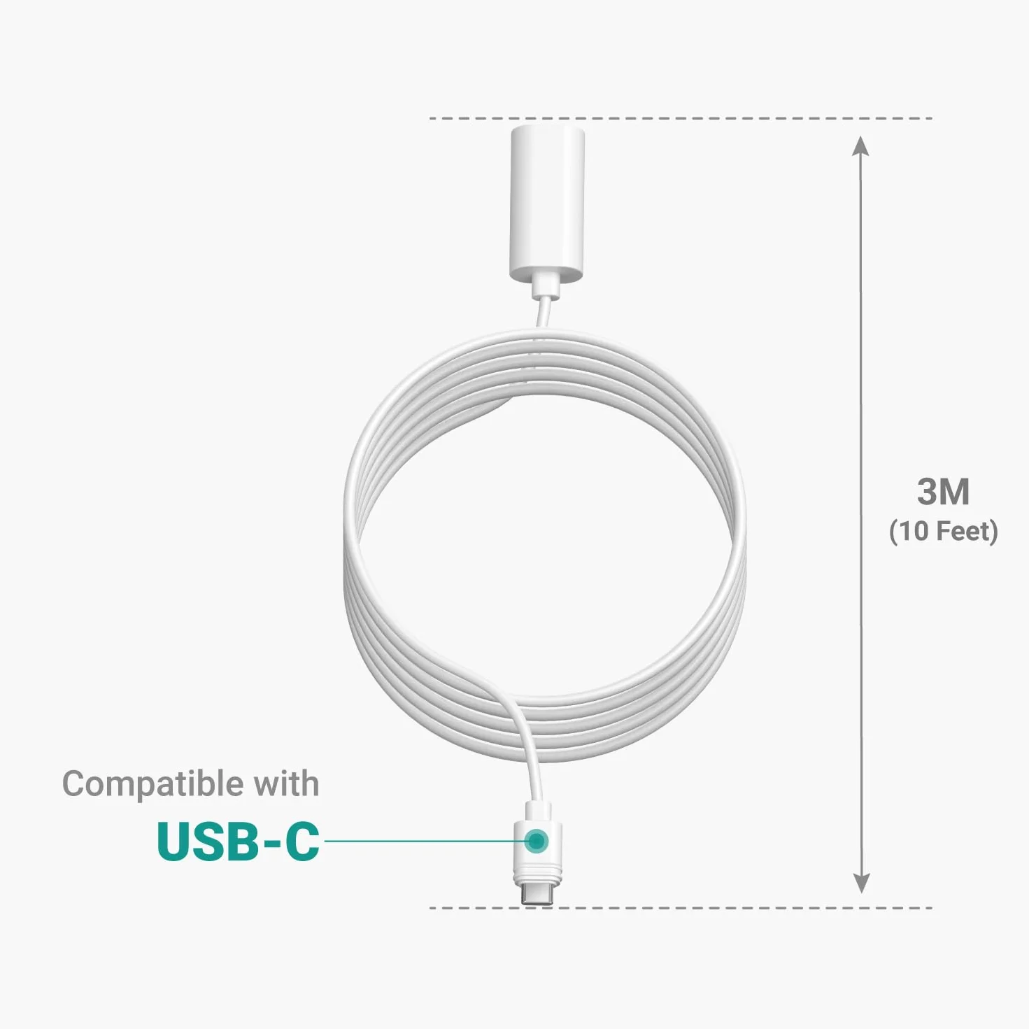 TUSITA 10 ft. USB-C Przedłużacz Kabel - Kompatybilny z Ring USB-C Solar Panel, Kamer Bezpieczeństwa