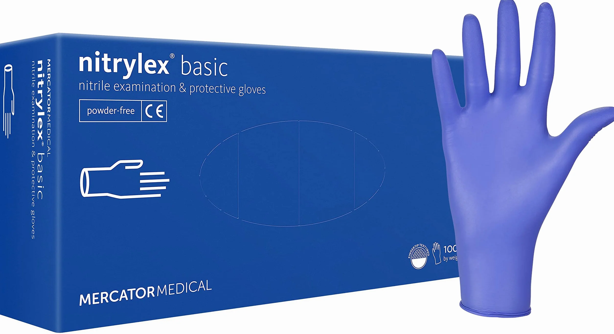 Mercator Rękawice nitrylowe NITRYLEX BASIC, bezpudrowe, niebieskie, rozmiar: S - 100 sztuk