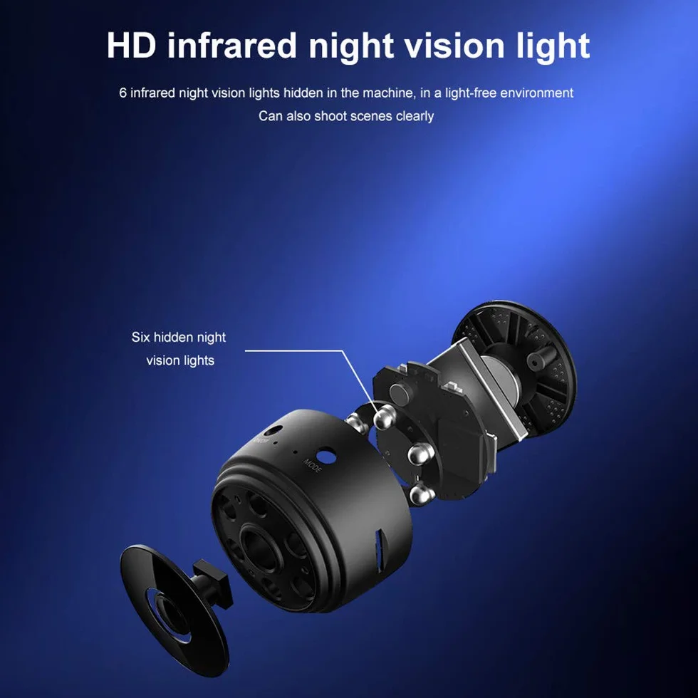 A9 Mini Kamera WiFi 1080p Bezprzewodowa Kamera Bezpieczeństwa Domowego z Wykrywaniem Ruchu, Noktowizorem IR, Zdalnym Monitorowaniem przez Aplikację, 4K/2K/1080p/720p