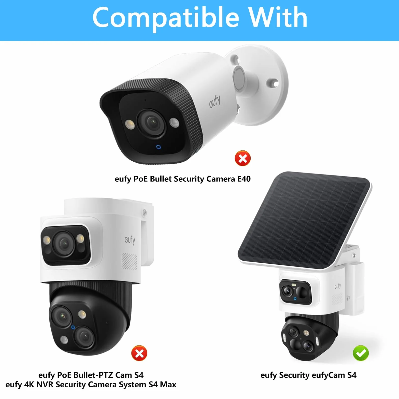 HOLACA Odporna na warunki atmosferyczne osłona kompatybilna z eufy Security eufyCam S4 (nie do S4 Max), akcesoria do kamer monitorujących zewnętrznych, osłona S4