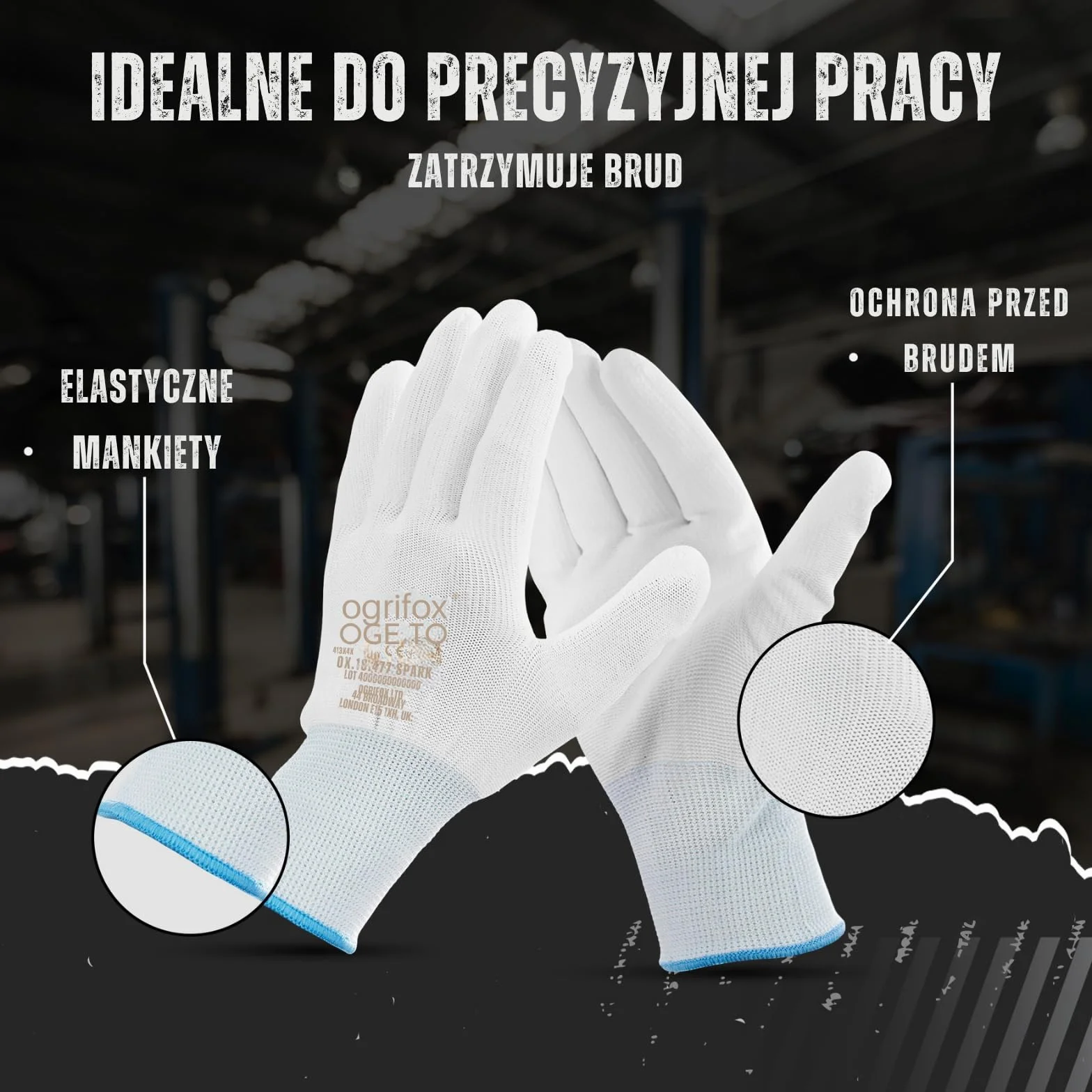 FUZZIO 24 pary rękawic roboczych powlekanych PU ogrodnictwo mechanik klips rękawica (XL - 10, czarne)