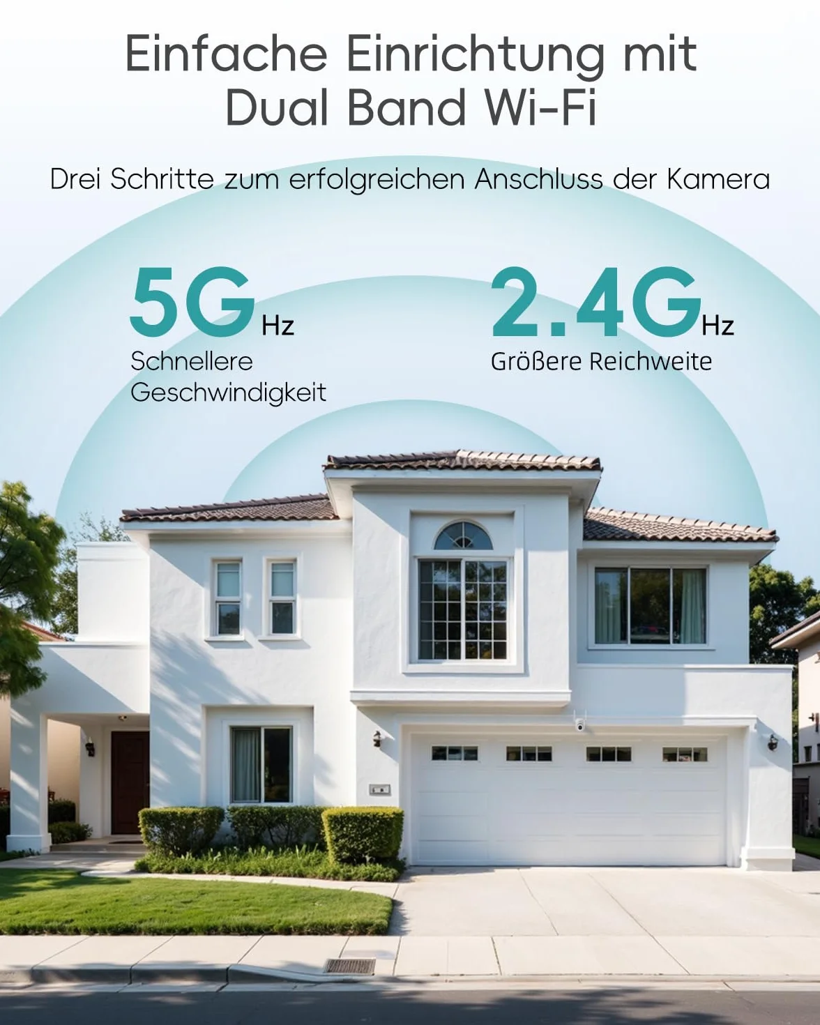 ZUMIMALL Zewnętrzna kamera monitoringowa 5G/2,4 GHz WLAN monitoring na zewnątrz, przewodowa, 355°/90° PTZ, nagrywanie 24/7, widoczność w nocy, kolorowa, pamięć w chmurze, rozpoznawanie sztucznej