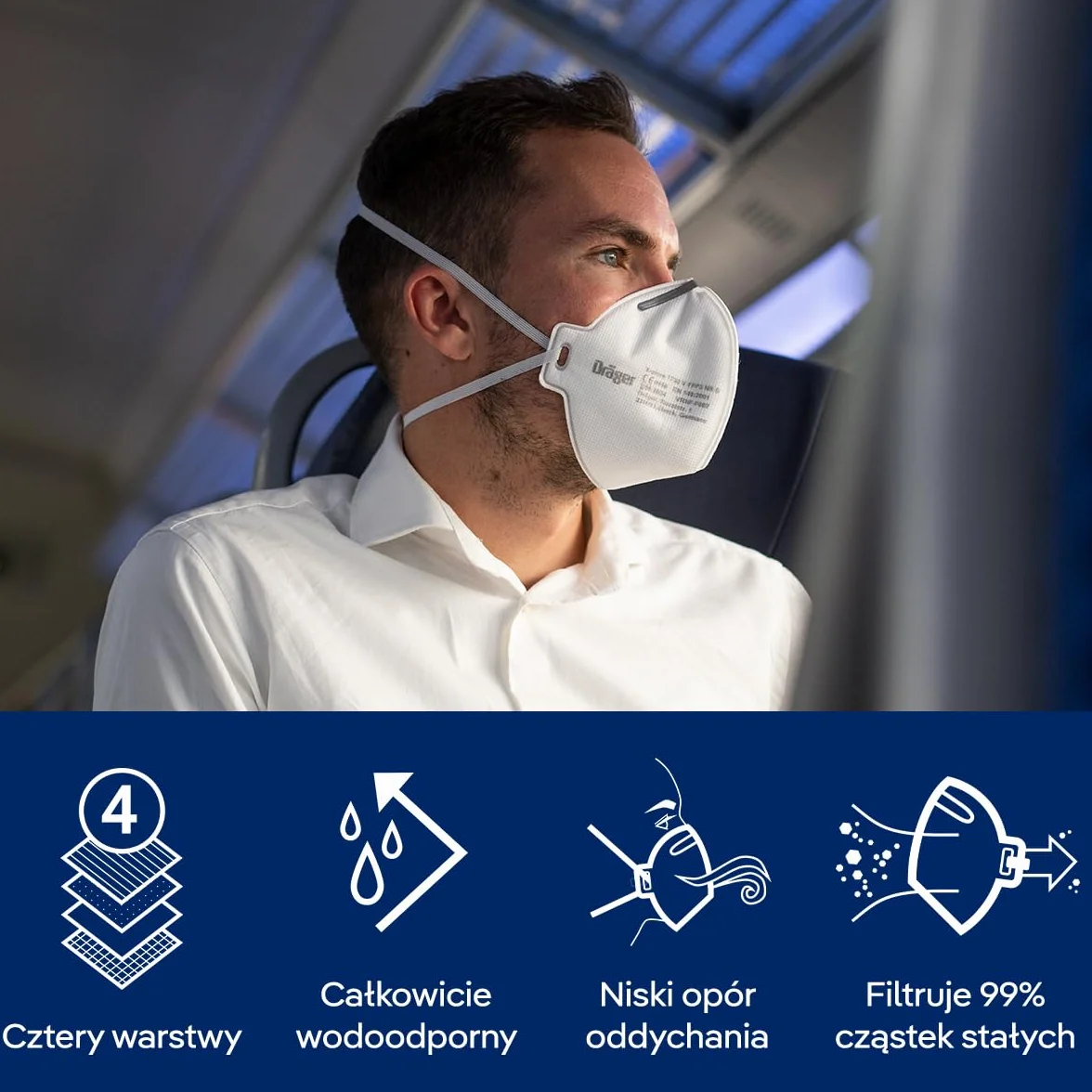 Dräger X-plore 1730 FFP3 maska NR D, ochrona ust, maska przeciwpyłowa, ochrona dróg oddechowych, maska FFP3, rozmiar uniwersalny, 3 sztuki w opakowaniu