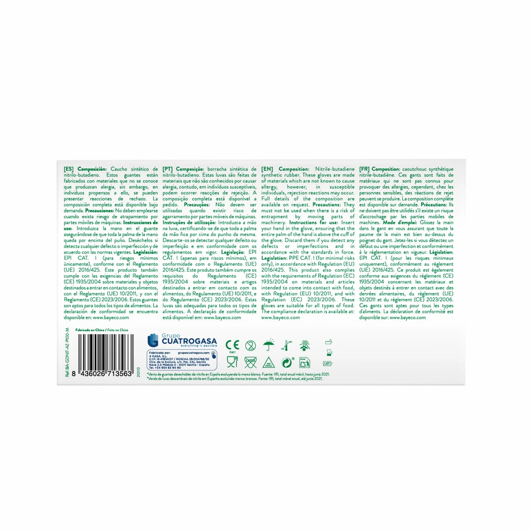 Bayeco - Disposable Nitrile Gloves - Blue - Environmentally Friendly - Rolled Edge - Textured Fingers for Better Grip - Pack of 100 - Dispenser Pack - Size M