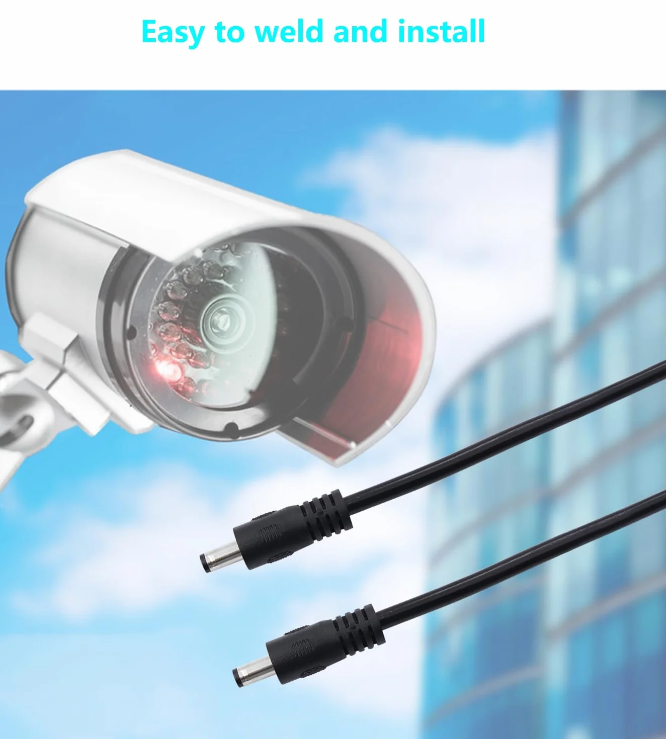 2 sztuki DC 3,3FT DC 12V 5,5 x 2,1 mm przedłużacz DC kabel do kamery bezpieczeństwa, taśma LED, monitoring IP CCTV (męski na męski)