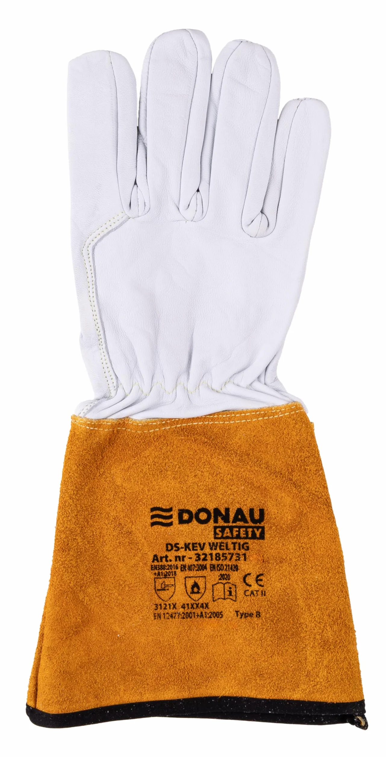 DONAU SAFETY Rękawica spawalnicza ze skóry koziej do spawania TIG/Kevlar/rozmiar 10/XL, 1 para/Softouch, bardzo miękkie i przyjemne rękawice robocze, skórzane/rękawice ochronne