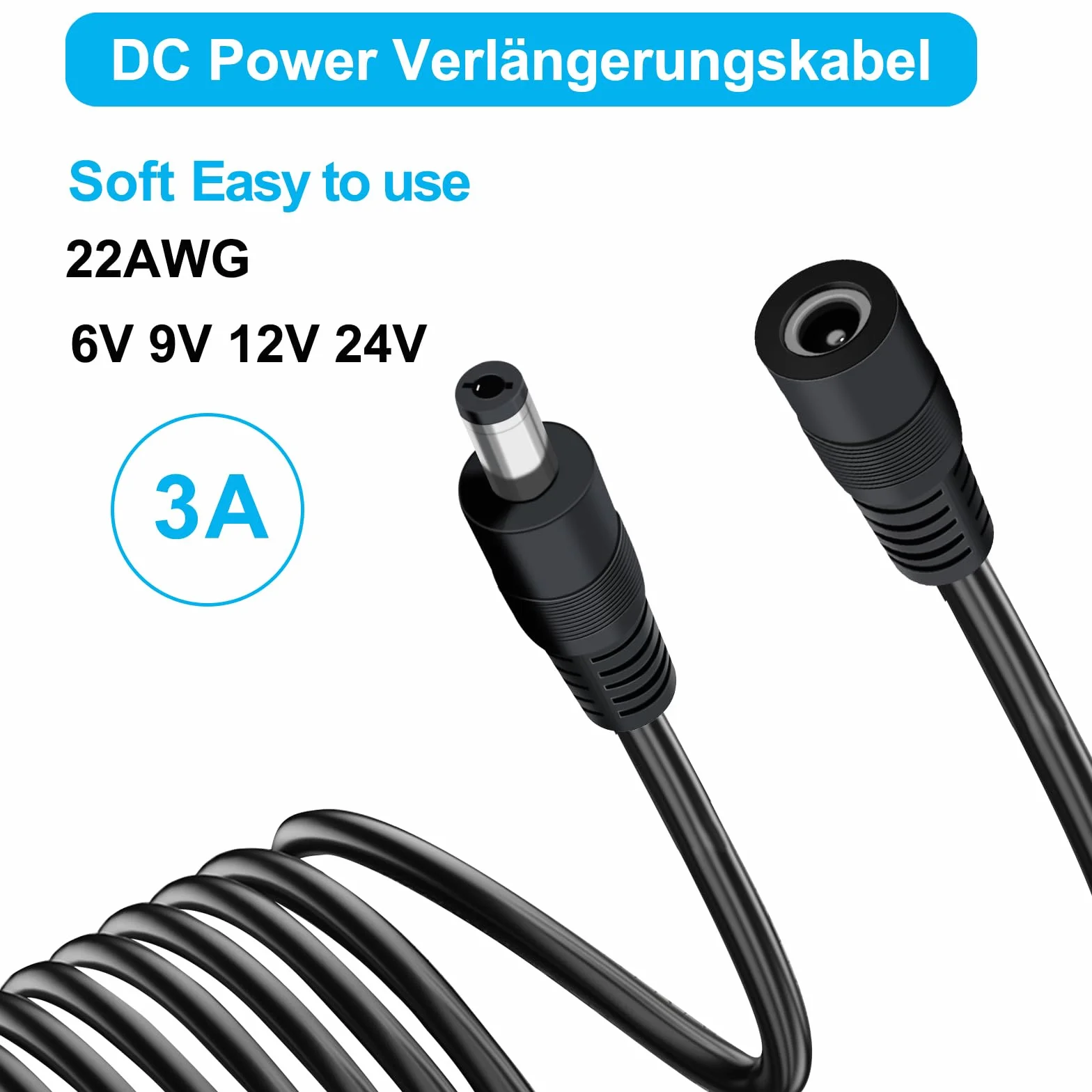 Kabel rozgałęźny DC 5,5 x 2,1 mm DC 2-kierunkowy rozgałęźnik 5V 6V 9V 12V 24V 3A, do kamer bezpieczeństwa, rejestratorów DVR, routerów, drukarek, taśm LED (1 żeński 2 męski, 40 cm)