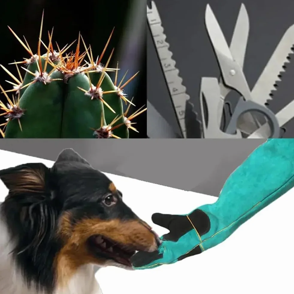 Tokaneit Anti Bite rękawice ochronne, rękawice odporne na gryzienie zwierząt domowych, zielone, 45 cm