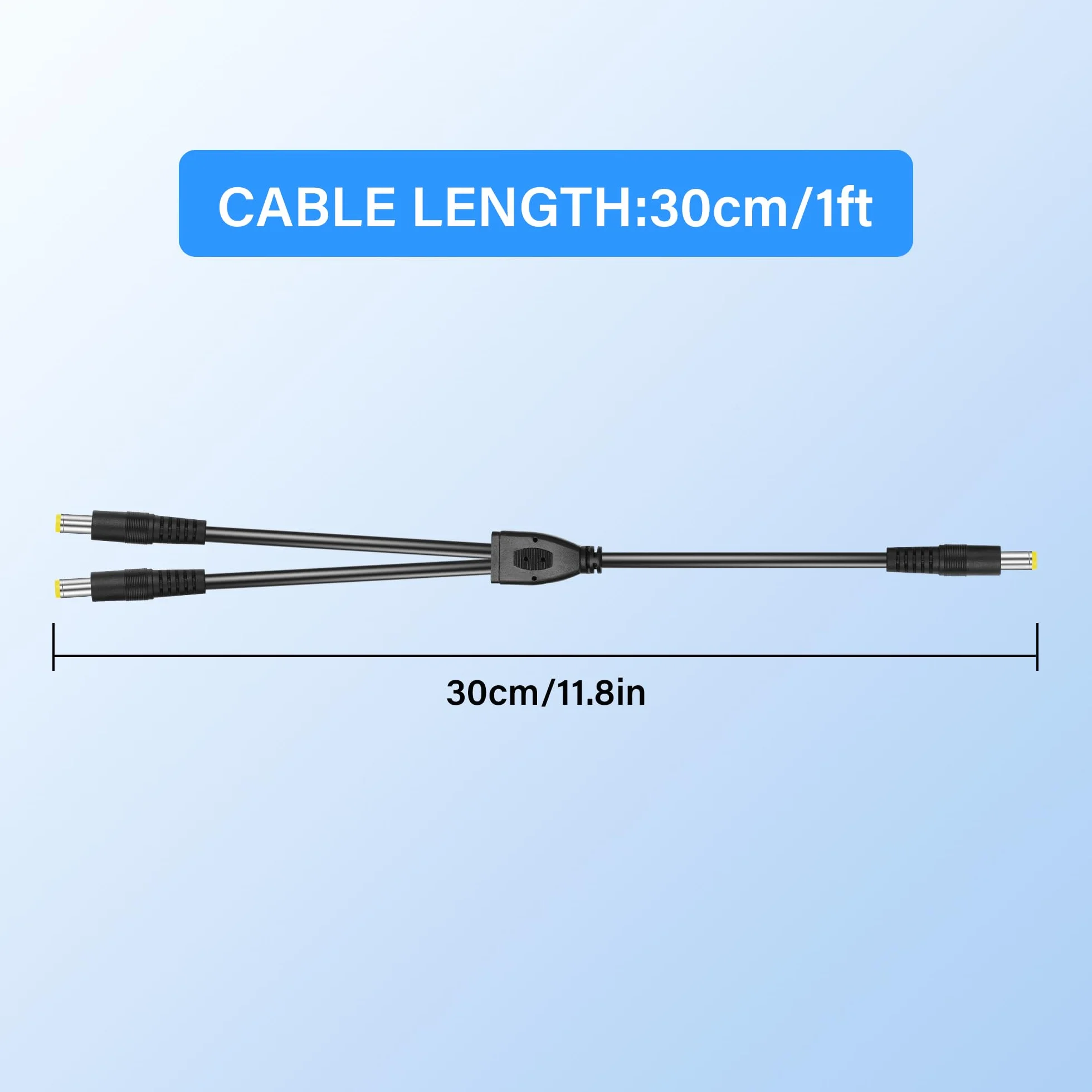 30 cm DC 5,5 x 2,5 mm 1 wtyczka na 2 wtyczki, kabel rozdzielający, rozdzielacz Y do kamer CCTV DVR, paski LED (2 sztuki)