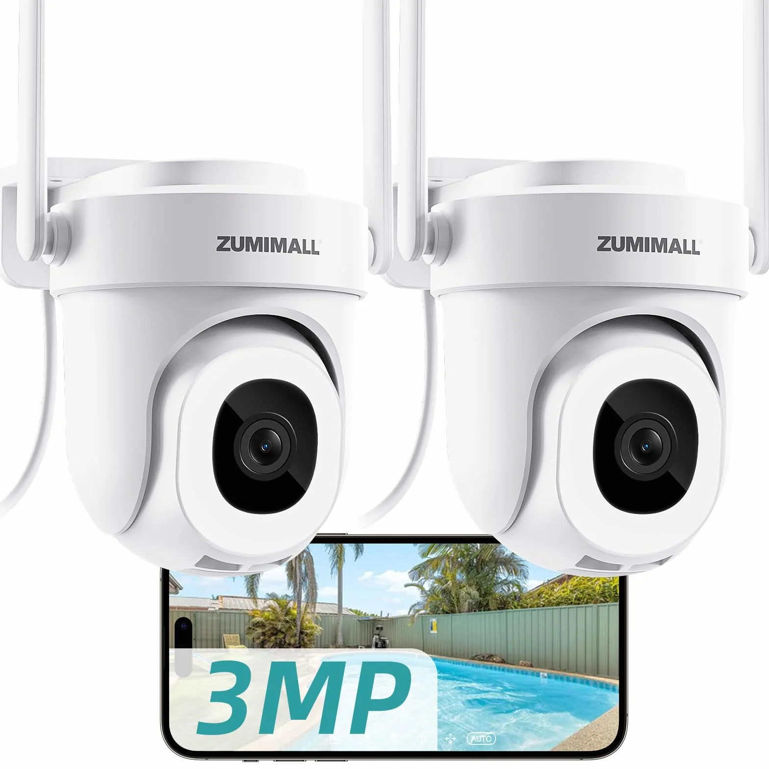 ZUMIMALL Zewnętrzna kamera monitoringowa 5G/2,4 GHz WLAN monitoring na zewnątrz, przewodowa, 355°/90° PTZ, nagrywanie 24/7, widoczność w nocy, kolorowa, pamięć w chmurze, rozpoznawanie sztucznej
