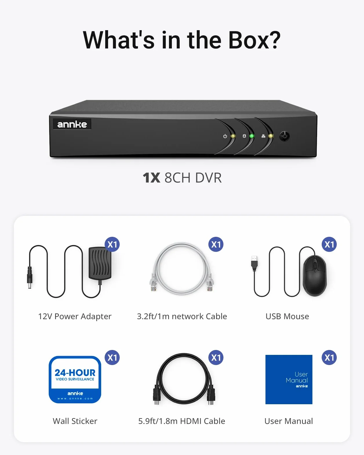 ANNKE DVR 8CH 5MP Lite dla CVI/CVBS/AHD/TVI, H.265+ DVR Video H.265+ Cyfrowy rejestrator wideo z wykrywaniem ruchu i zdalnym dostępem