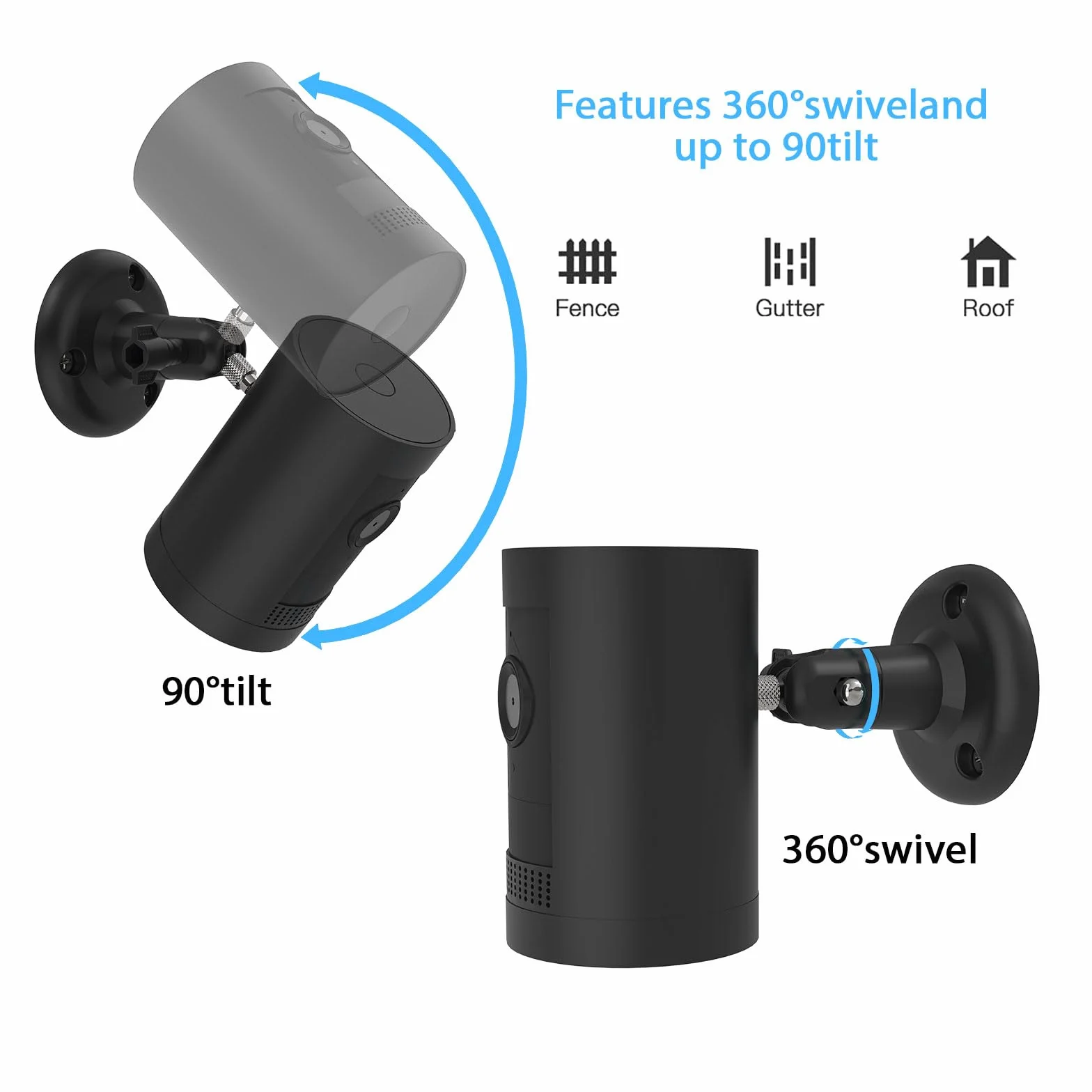 HOLACA Uchwyt ścienny kompatybilny z kamerami Rin G Stick Up Cam(Pro)/Outdoor Camera Plus i Eufy & Arl o, pasuje do wszystkich kamer ze standardowym gwintem 1/4", czarny, 3 sztuki