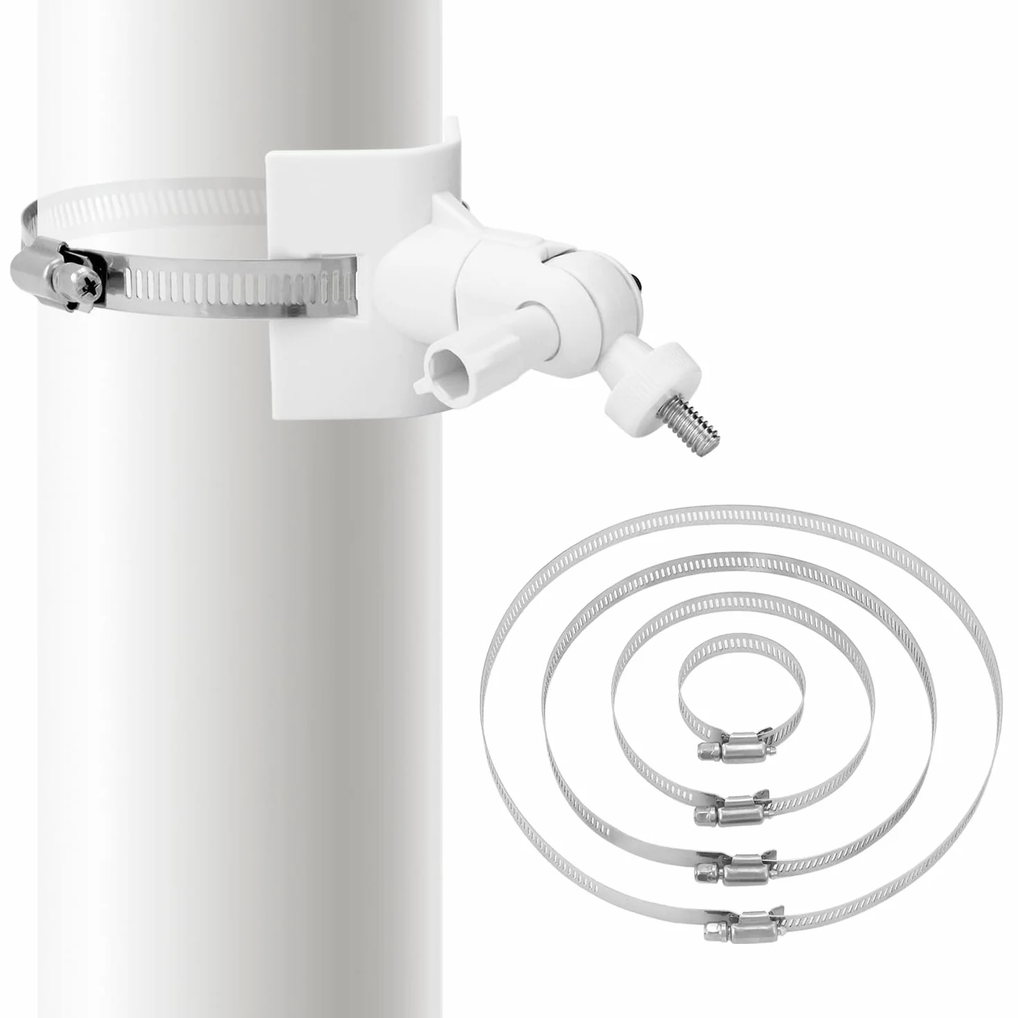 QWORK® Uniwersalny uchwyt do kamer bezpieczeństwa z 4 pętlami Ø50/100/150/200 mm, kompatybilny z aparatami Arlo/Wyze/Eufycam - biały