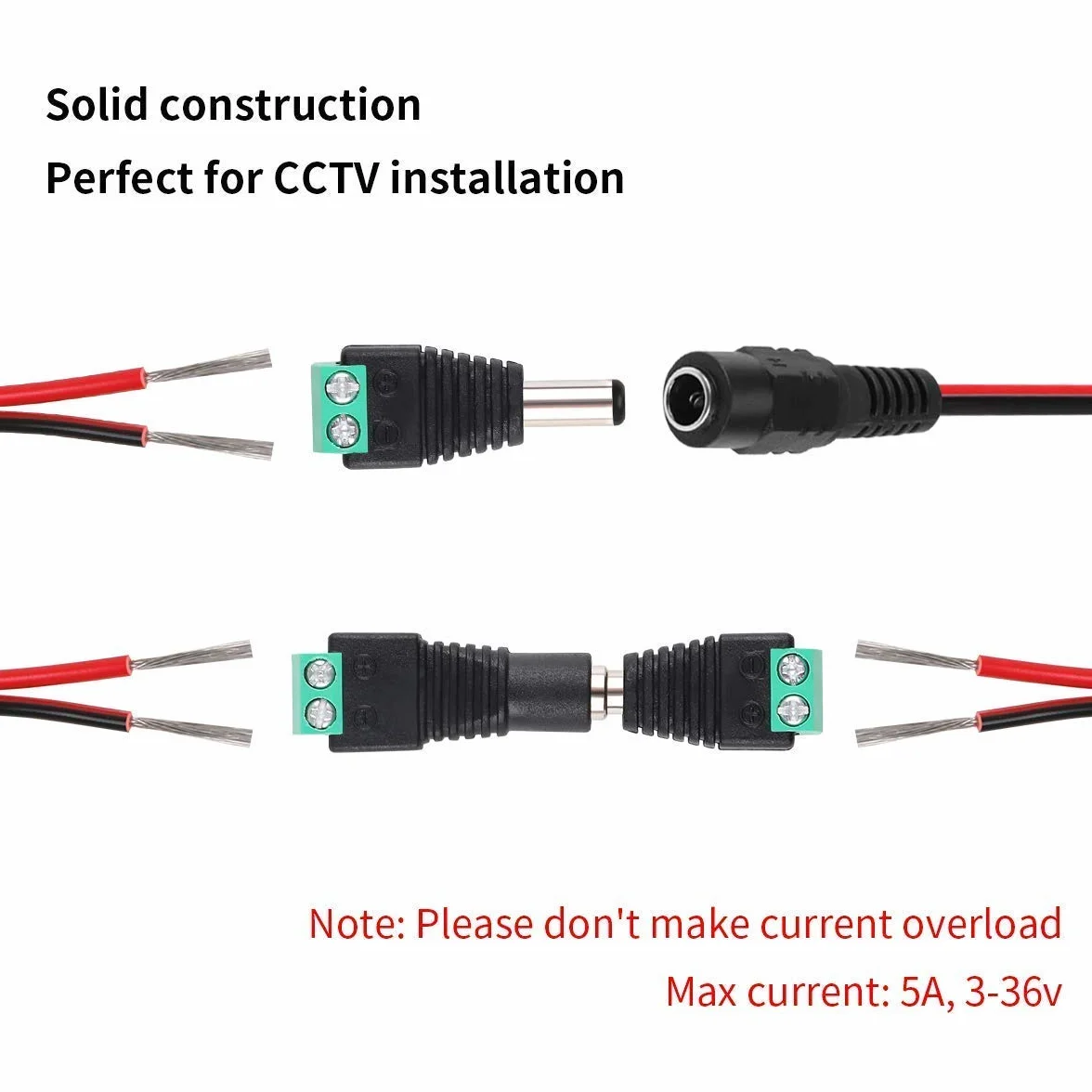 GTIWUNG 1 gniazdo do 4 wtyczek DC rozdzielacz prądu DC 5,5 x 2,1 mm, żeński kabel zasilający DC Pigtails wtyczka do kamery CCTV kabel przyłączeniowy wtyk DC Power Jack Plug Adapter