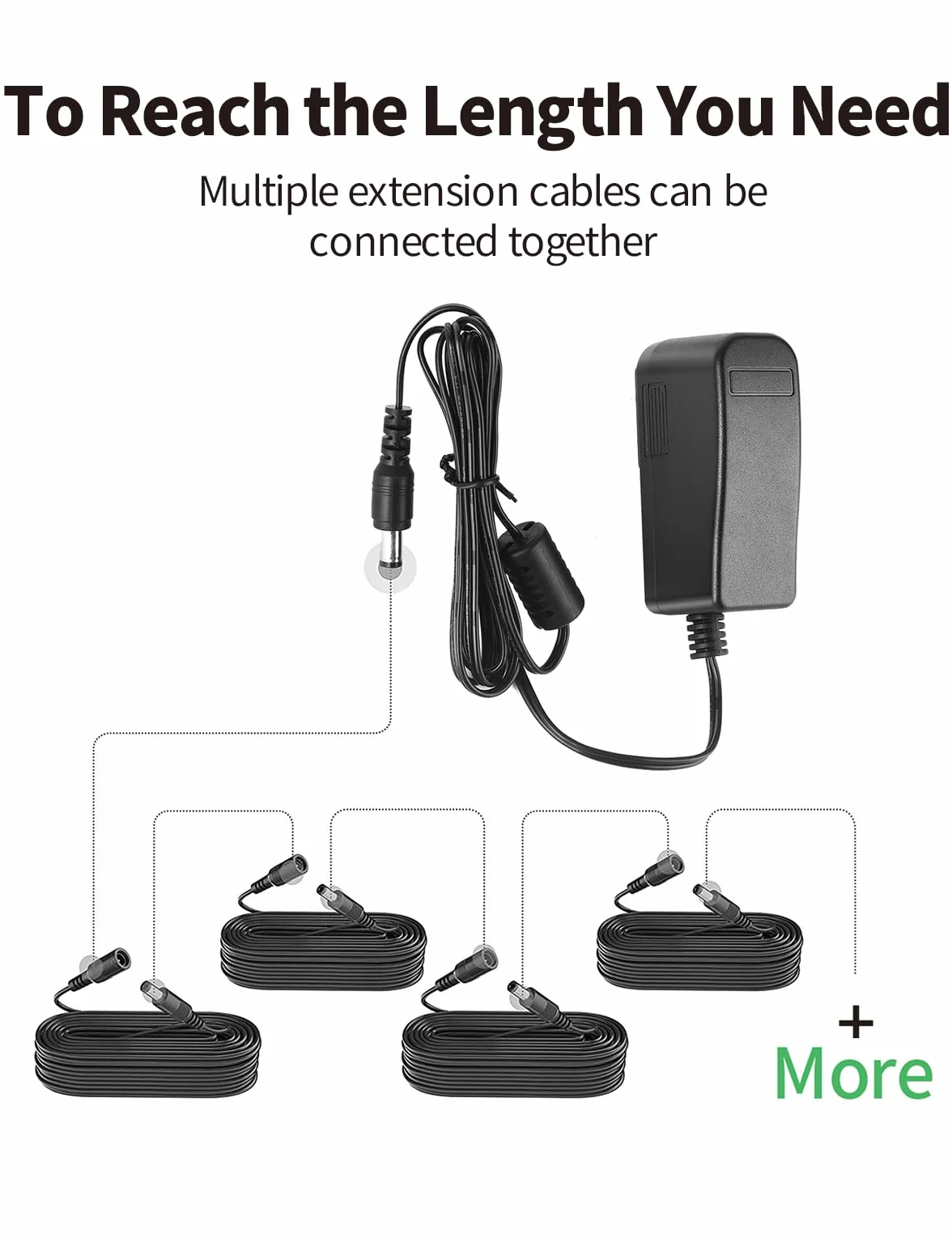 Tonton Kabel przedłużający DC 2 m 5,5 mm x 2,1 mm, 12 V kabel przyłączeniowy DC/DC kabel przedłużający do kamer CCTV, taśma LED, złącze do zasilacza, czarny, 2 m (1 opakowanie)