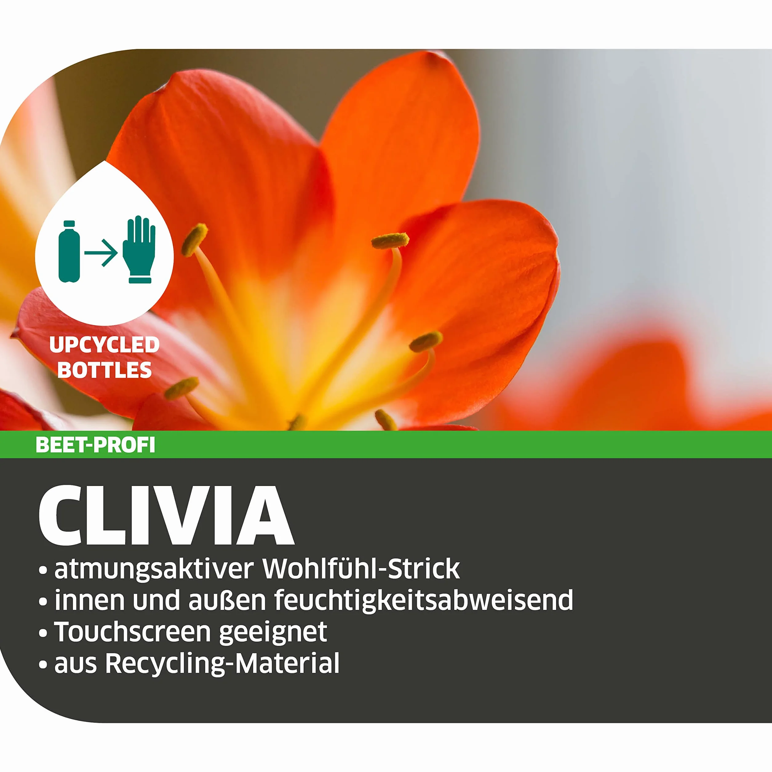 Gebol Clivia | 1 para | rozmiar XXS (rozm. 5) | dziecięce rękawice ogrodowe z funkcją dotykową | oddychająca dzianina z materiału pochodzącego z recyklingu | dla kobiet i dzieci | pomarańczowa