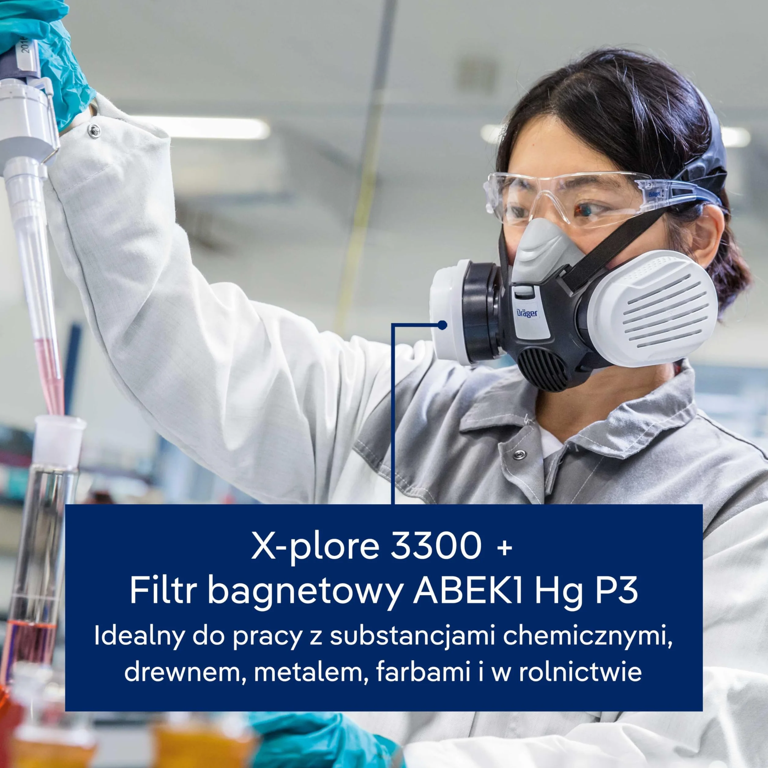 Półmaska ochronna Dräger X-plore 3300 do prac budowlanych | Półmaska przeciwpyłowa z filtrami bagnetowymi | Rozmiar L