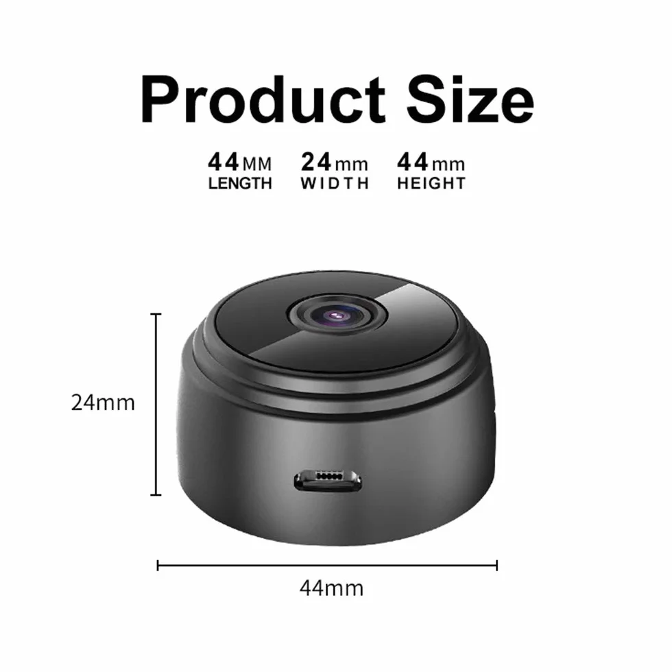 A9 Mini Kamera WiFi 1080p Bezprzewodowa Kamera Bezpieczeństwa Domowego z Wykrywaniem Ruchu, Noktowizorem IR, Zdalnym Monitorowaniem przez Aplikację, 4K/2K/1080p/720p