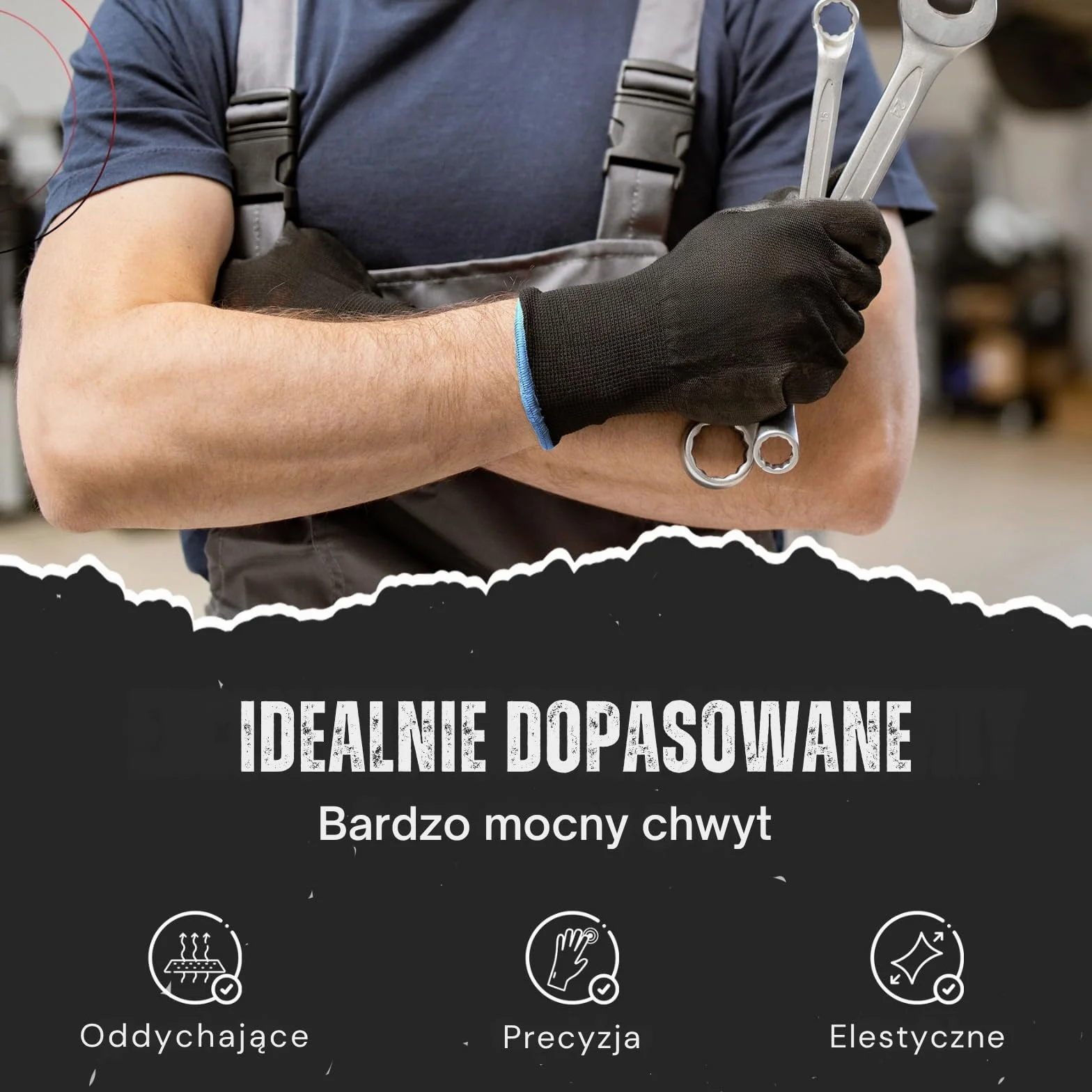 FUZZIO 24 pary rękawic roboczych powlekanych PU ogrodnictwo mechanik klips rękawica (XL - 10, czarne)