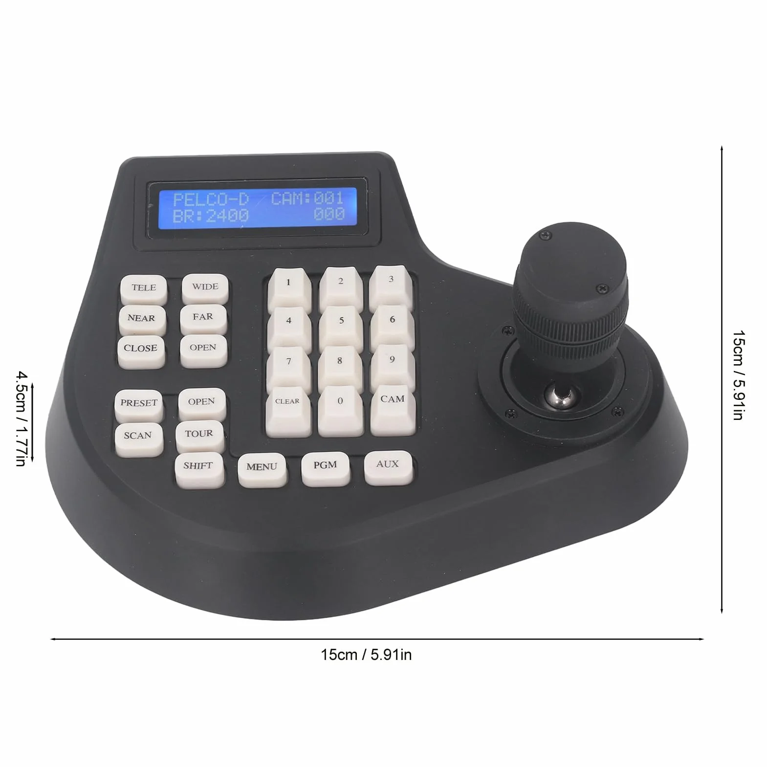 Walfront Mini Analogowa Kamera PTZ Klawiatura Analogowa Koncentryczna Kamera Kopułkowa Kontroler z Joystickiem 2D Magistrala Wyświetlacz LCD Szerokie Zastosowanie 100–240 V (Wtyczka UE od 100 do