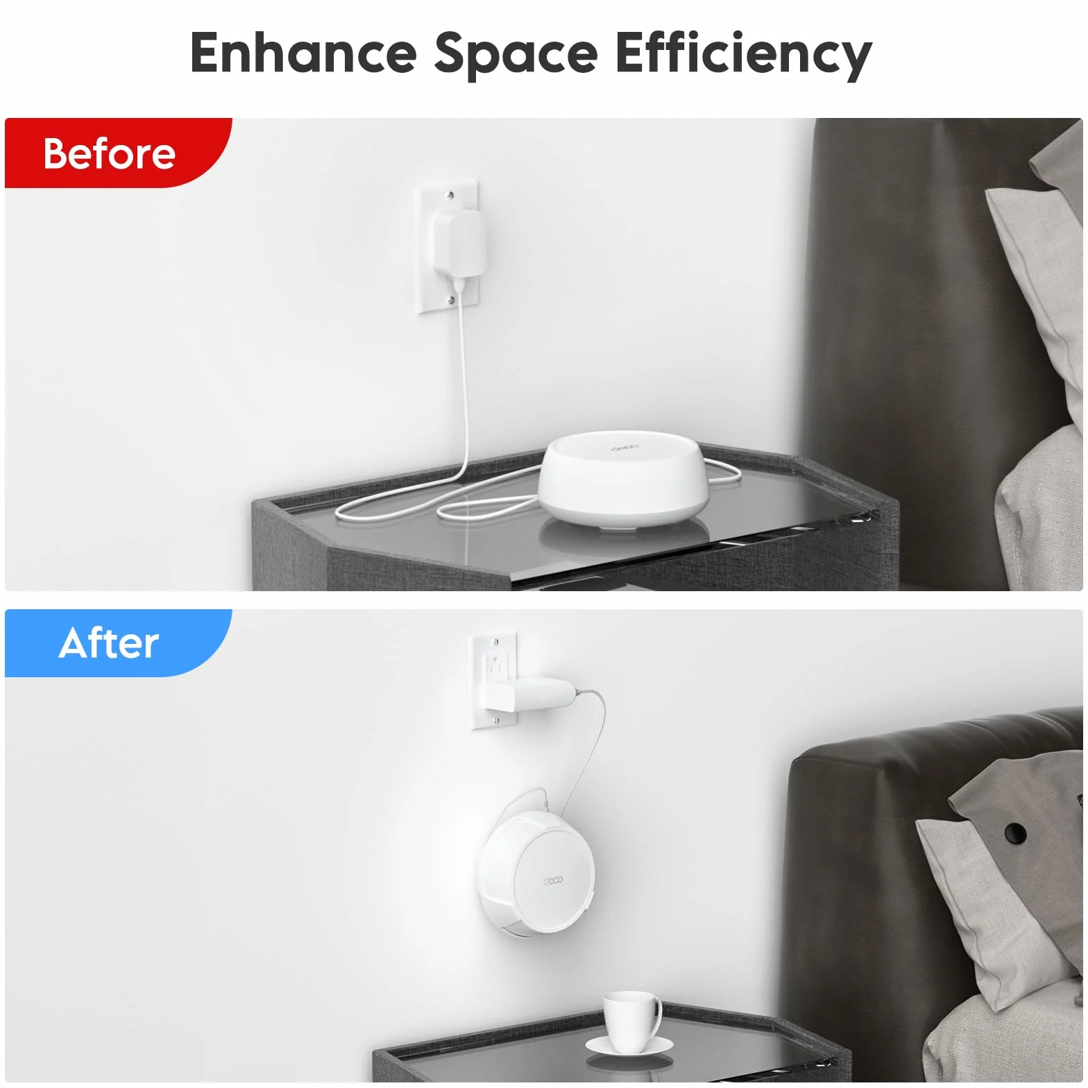 XLTTYWL Deco zestaw do montażu ściennego WiFi 7, Deco BE23/BE25/BE3600/BE5000, uchwyt do montażu routera optymalizuje przestrzeń i zarządzanie kablami do dwupasmowego systemu Wi-Fi TP Decos 7 (biały