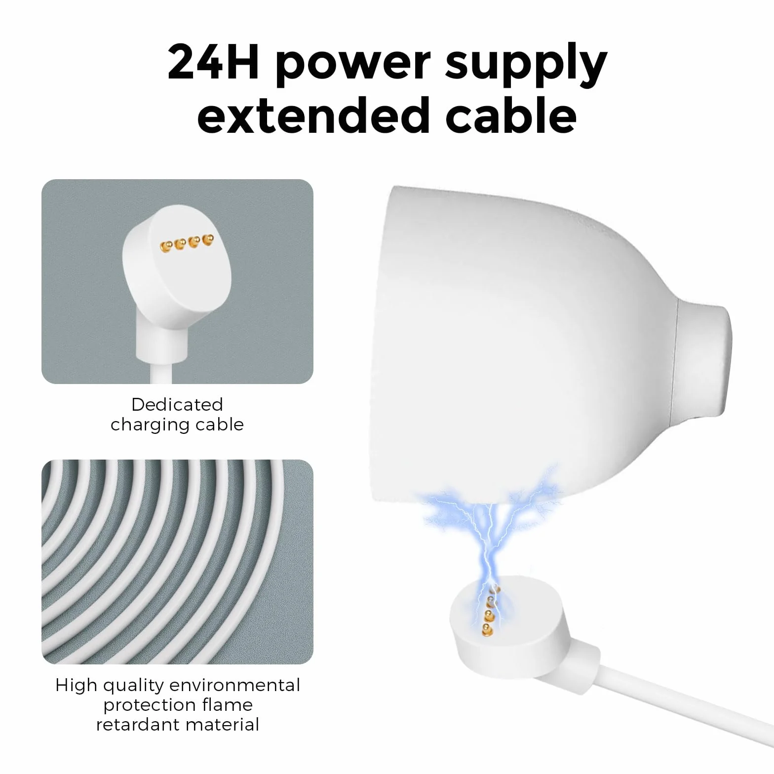 Kabel zasilający 17 stóp/5,2 m, 26,2 stopy / 8 m, 34 stopy, 10,4 m, kompatybilny z kamerą Google Nest Cam (bateria), magnetyczny kabel ładujący do baterii Google Nest Cam do użytku wewnątrz i na