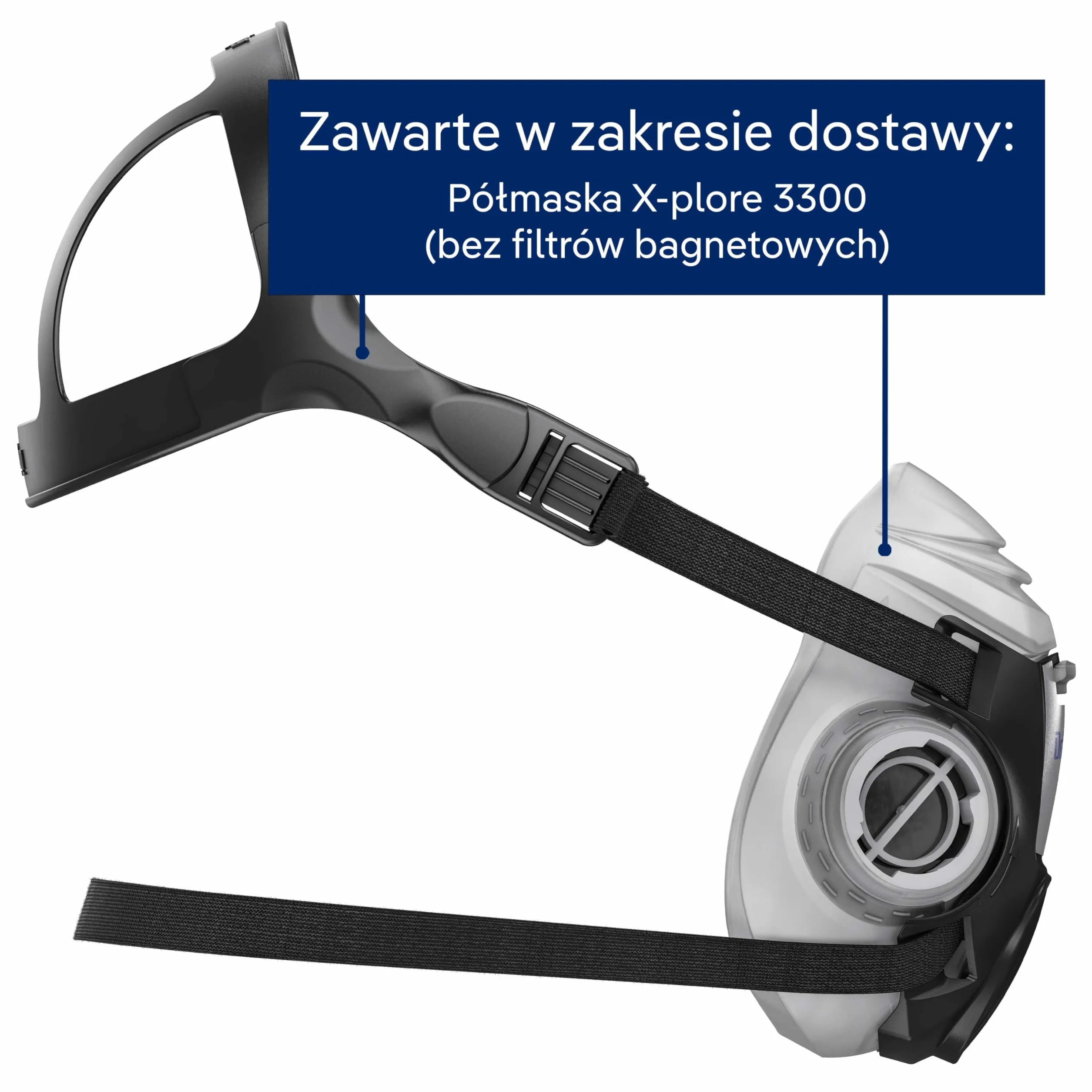Półmaska ochronna Dräger X-plore 3300 do prac budowlanych | Półmaska przeciwpyłowa z filtrami bagnetowymi | Rozmiar L