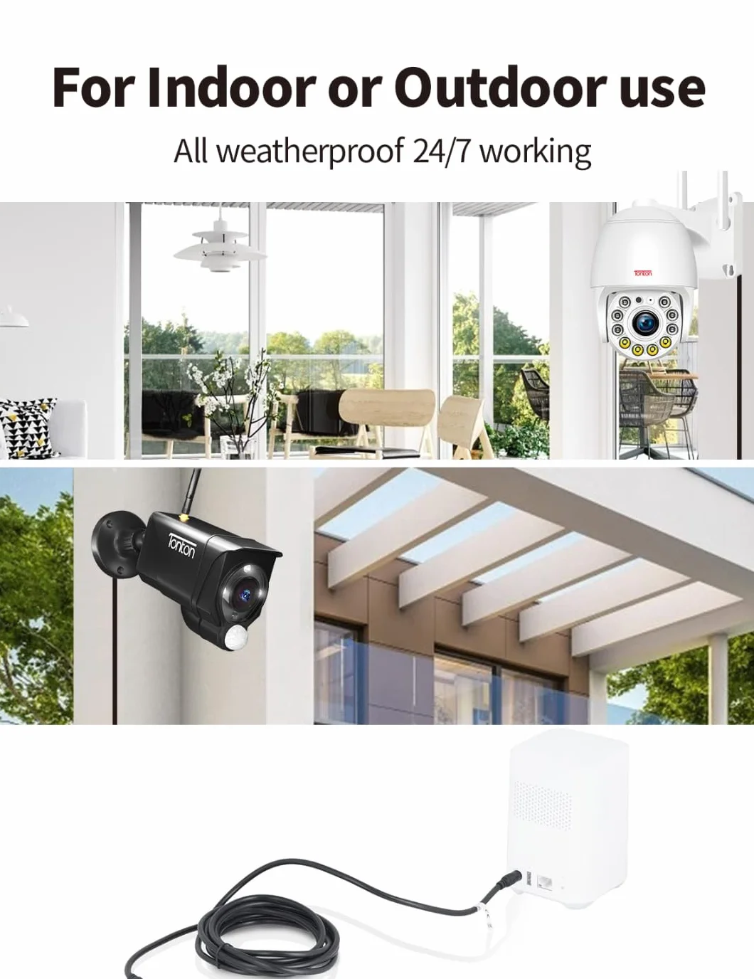 Tonton Przedłużacz zasilania, 10 m, 2,1 mm x 5,5 mm, kompatybilny z kablem adaptera 12 V DC, do systemu kamer bezpieczeństwa CCTV, NVR DVR i samodzielnej kamery IP (czarny 2 szt.)