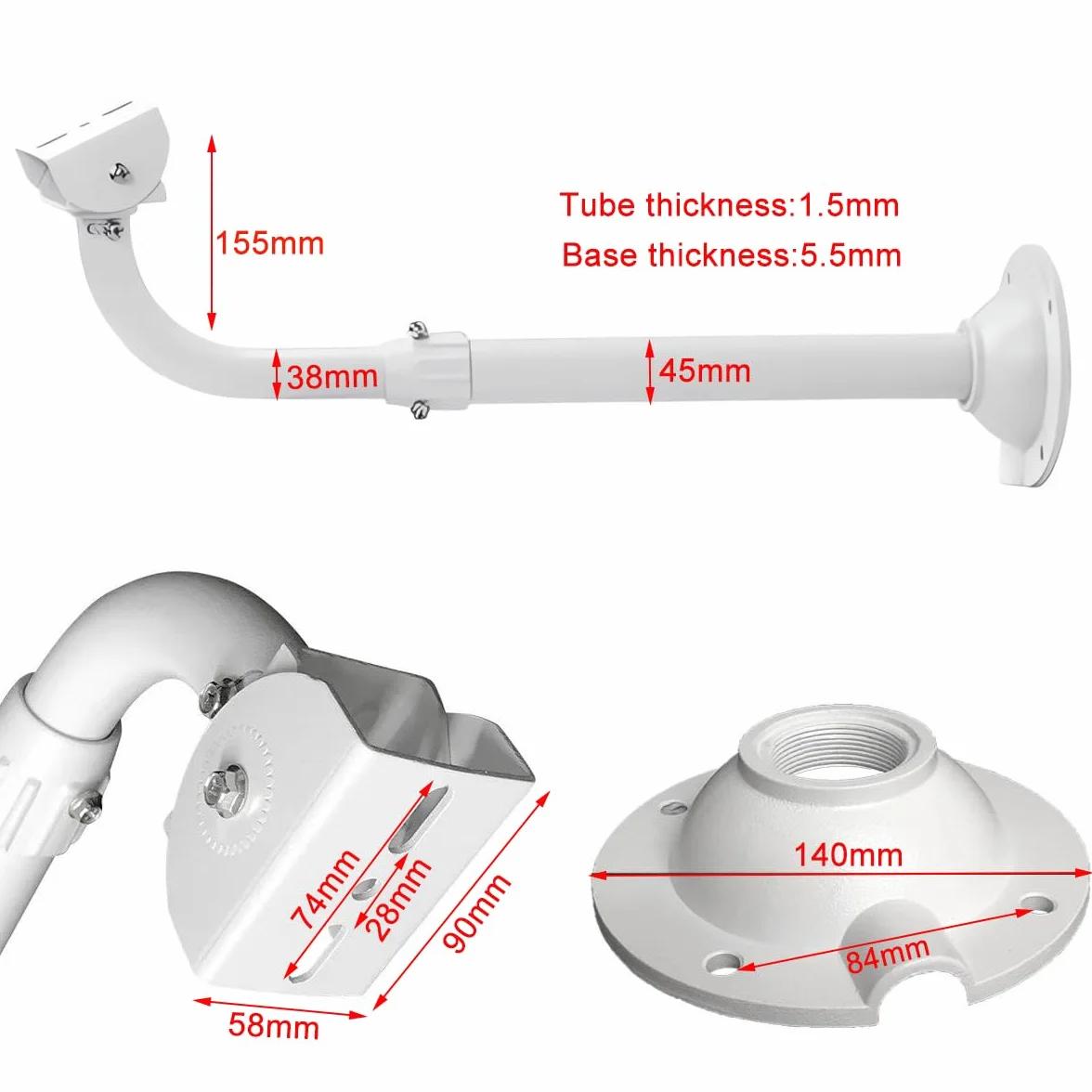 Wysuwany teleskopowy uchwyt do kamery, uniwersalny wspornik ścienny i sufitowy 30-60cm (typ L)