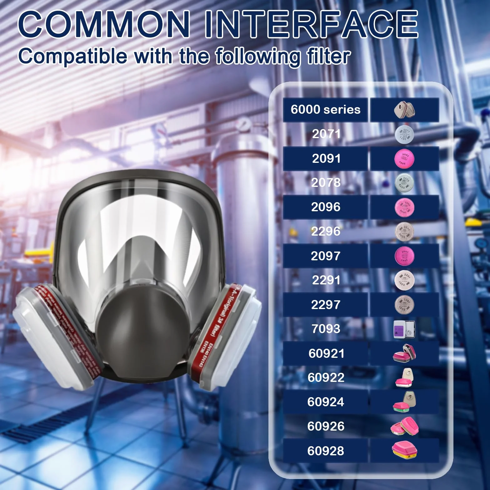 Wielokrotnego użytku maska gazowa pełnotwarzowa 6800 z filtrami 6001 i 2091, przyłącze bagnetowe, silikonowa uszczelka twarzy, maska przeciwpyłowa do malowania, szlifowania, obróbki drewna, spawania