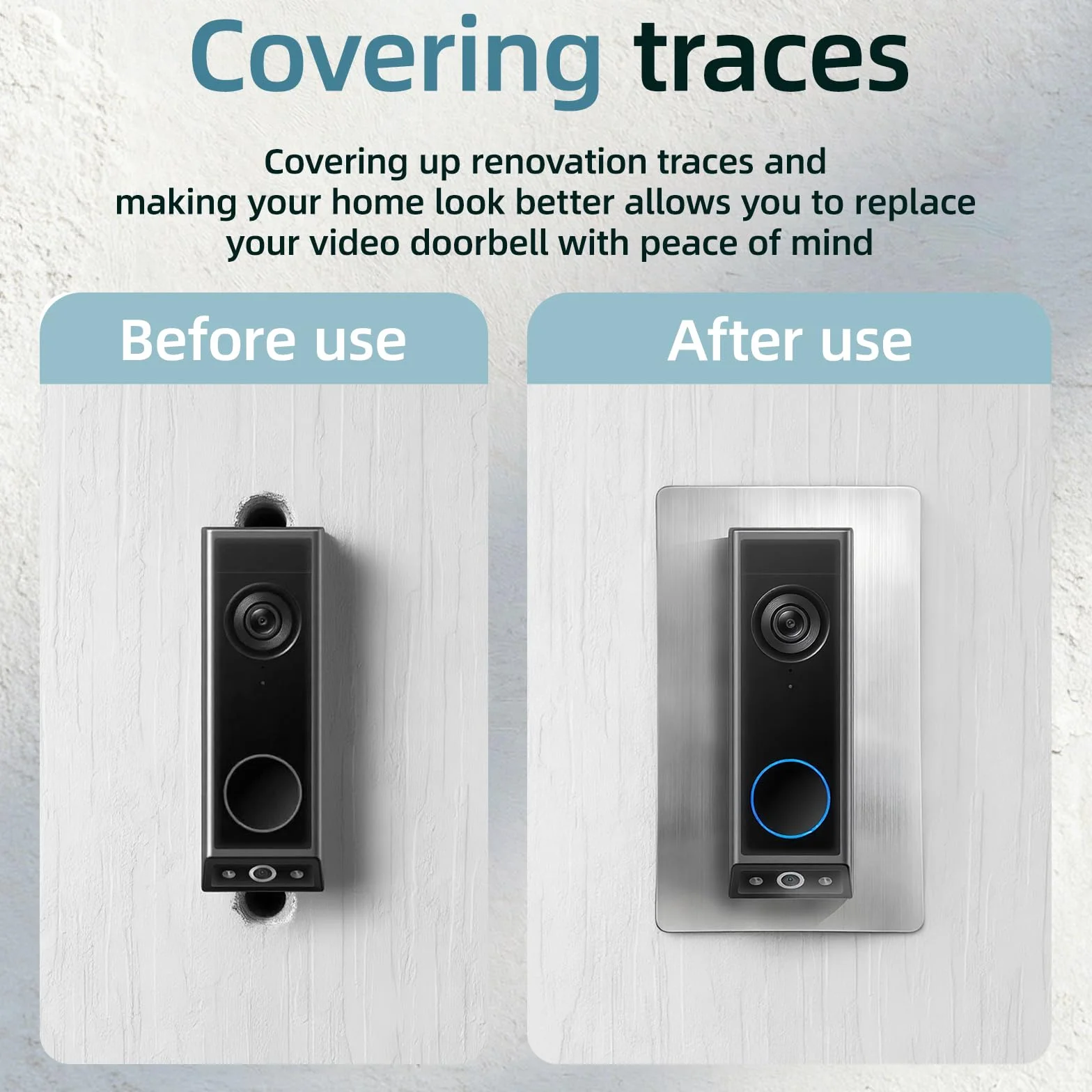 Osłona ze stali nierdzewnej do Eufy Video Doorbell E340 – płyta ścienna nadaje się do dzwonka do Eufy E340, S330, 2K HD, C31, C30, uchwyt do drzwi wejściowych, osłona ścienna do dzwonka do