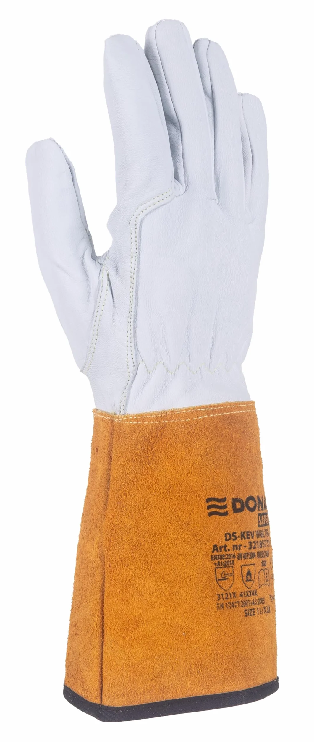 DONAU SAFETY Rękawica spawalnicza ze skóry koziej do spawania TIG/Kevlar/rozmiar 10/XL, 1 para/Softouch, bardzo miękkie i przyjemne rękawice robocze, skórzane/rękawice ochronne