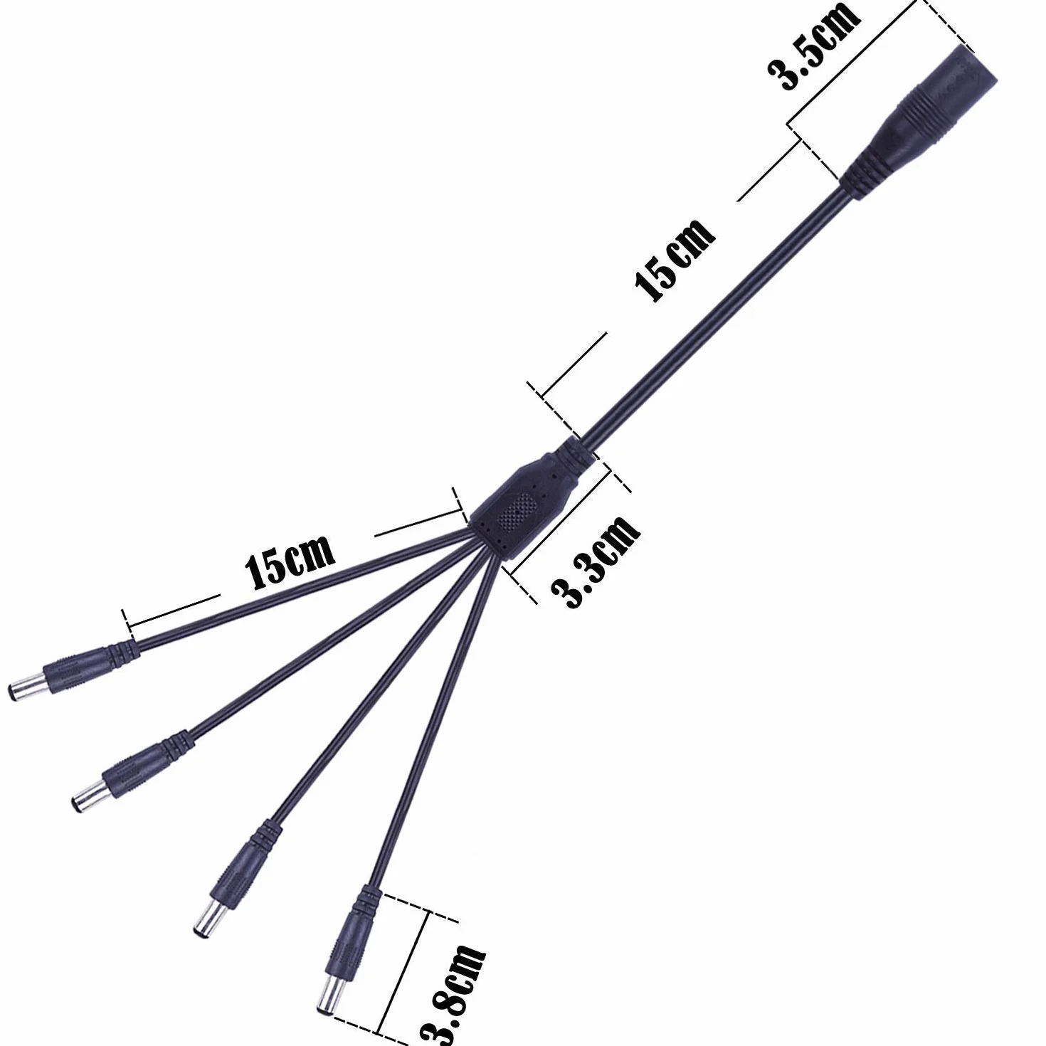 GTIWUNG 1 gniazdo do 4 wtyczek DC rozdzielacz prądu DC 5,5 x 2,1 mm, żeński kabel zasilający DC Pigtails wtyczka do kamery CCTV kabel przyłączeniowy wtyk DC Power Jack Plug Adapter