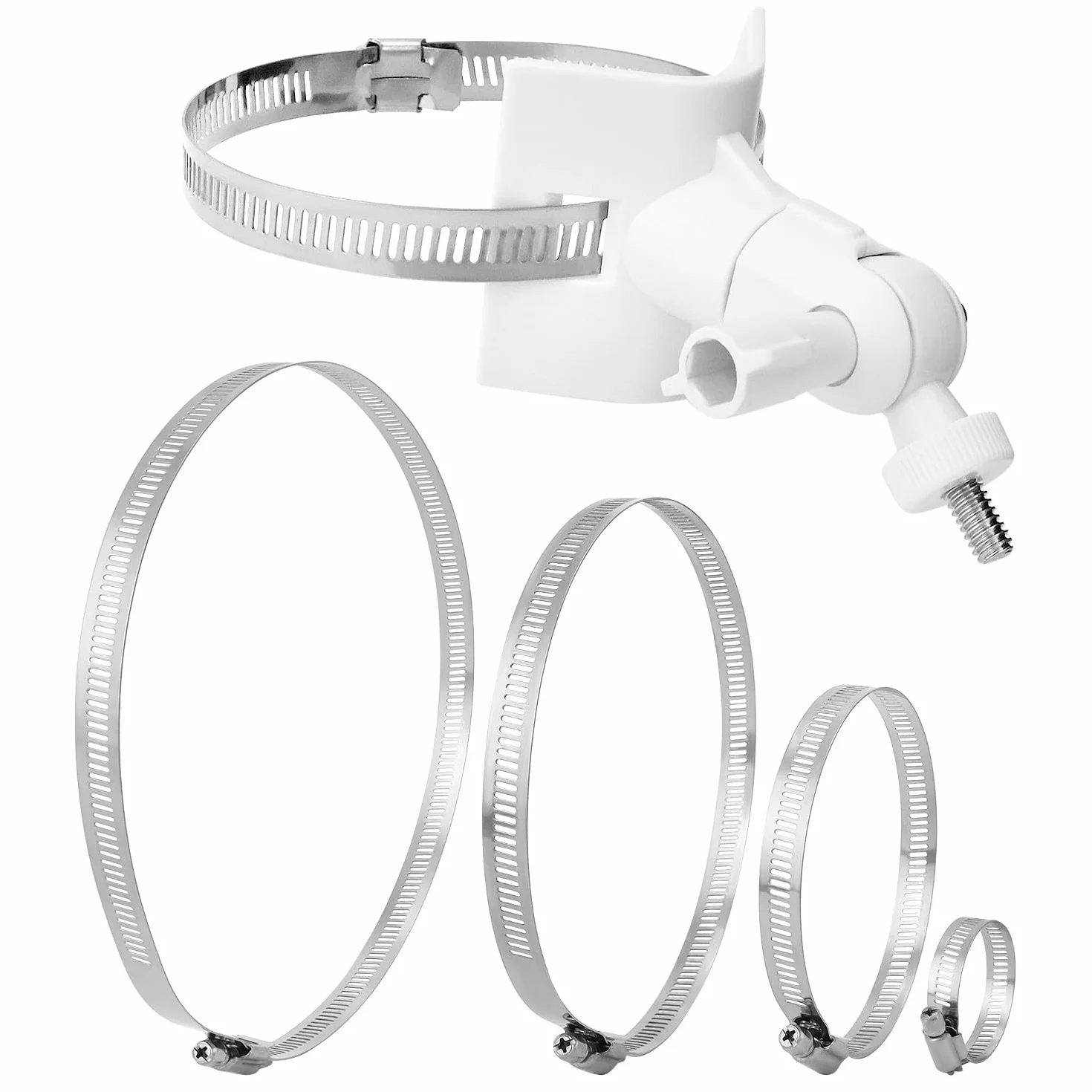 QWORK® Uniwersalny uchwyt do kamer bezpieczeństwa z 4 pętlami Ø50/100/150/200 mm, kompatybilny z aparatami Arlo/Wyze/Eufycam - biały