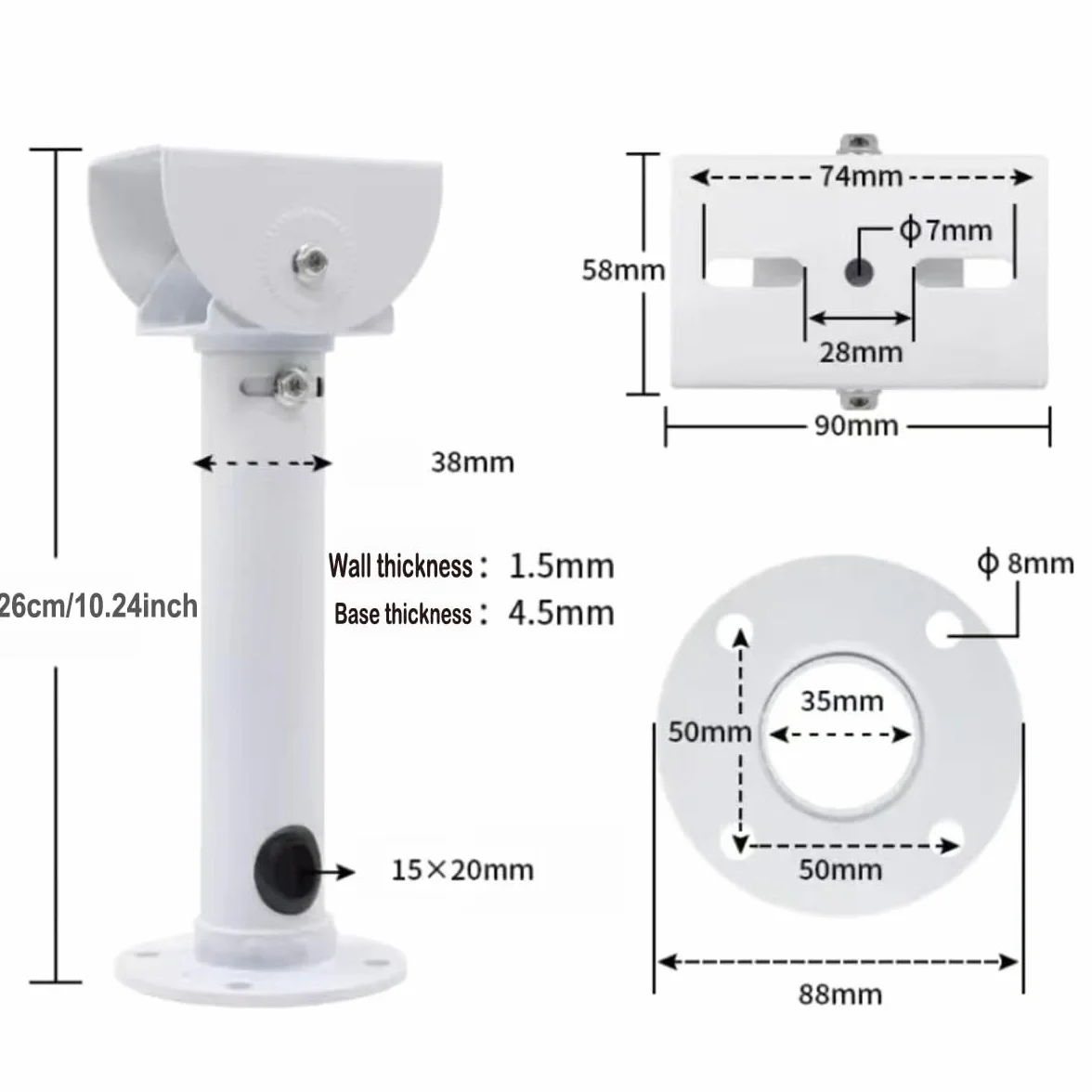 Uchwyt do kamery monitoringowej, regulowany, uniwersalny uchwyt ścienny do kamer CCTV / kamer IP / kamer kopułkowych z uchwytem w kształcie litery T