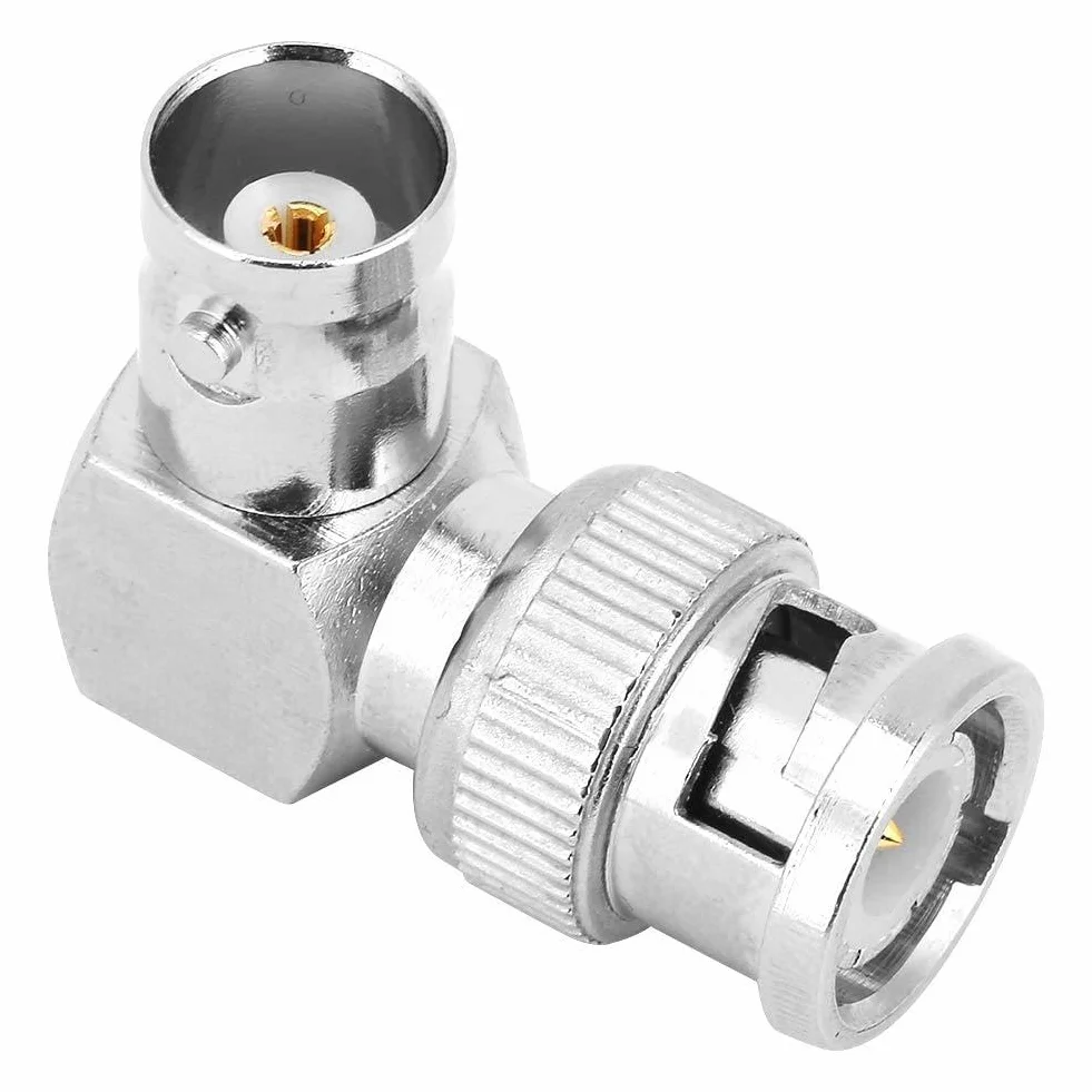 Cryfokt Premium 90 Stopni BNC Złącze Męskie na żeńskie Adapter 5 szt. Kabel Koncentryczny w Kształcie Litery L, Zapewniający stabilną transmisję Sygnału Odpowiedni dla Większości Typów Kabli